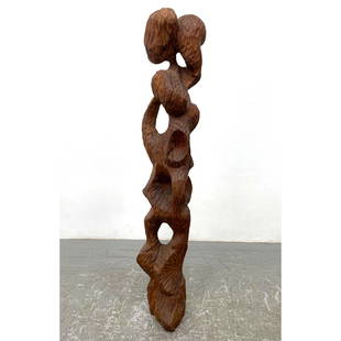 Wharton Esherick Style Wood Totem Sculpture. Unmarked.: Wharton Esherick Style Wood Totem Sculpture. Unmarked. Dimensions: Height: 47 inches, Width: 8.5 inches, Depth: 5.5 inches. --- - - We offer curbside delivery to NYC, Manhattan, Close Brooklyn, Hoboke