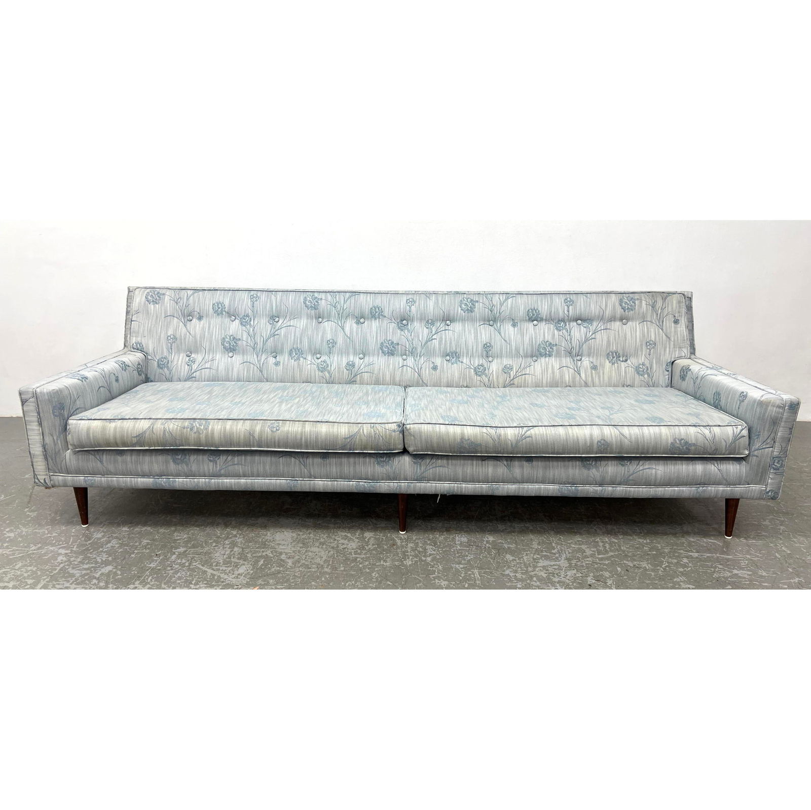 Long Paul McCobb style sleek Low Sofa with Angular Sloping Arms. (1 of 7)