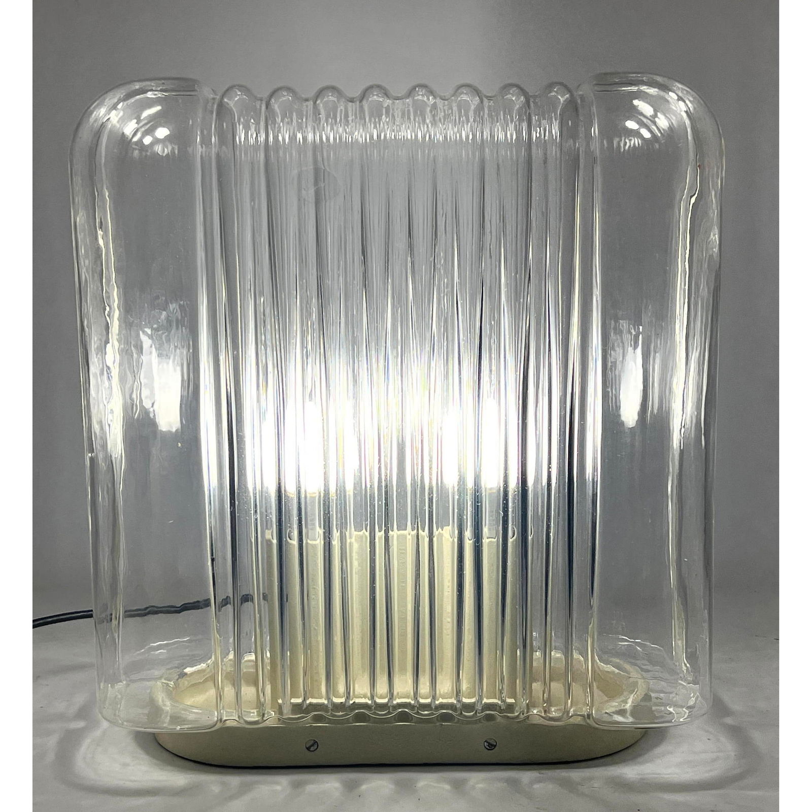 Angelo Mangiarotti Lari Table Lamp. Artemide. Molded Ribbed Glass. Sculptural Form. (1 of 11)