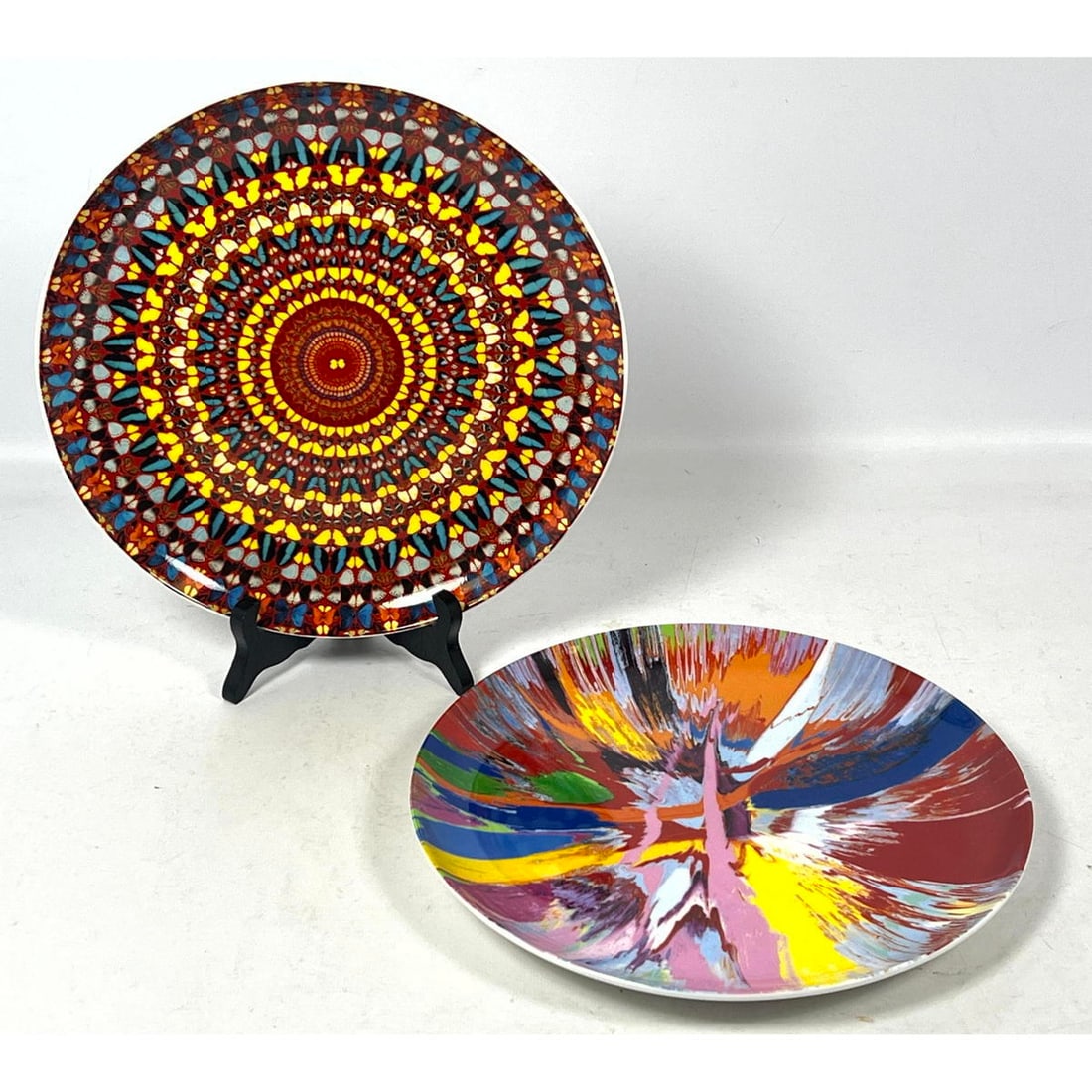 2pc Damien Hirst Porcelain Plates. I am become death, shatterer of worlds, Beautiful amore gasp eyes (1 of 12)