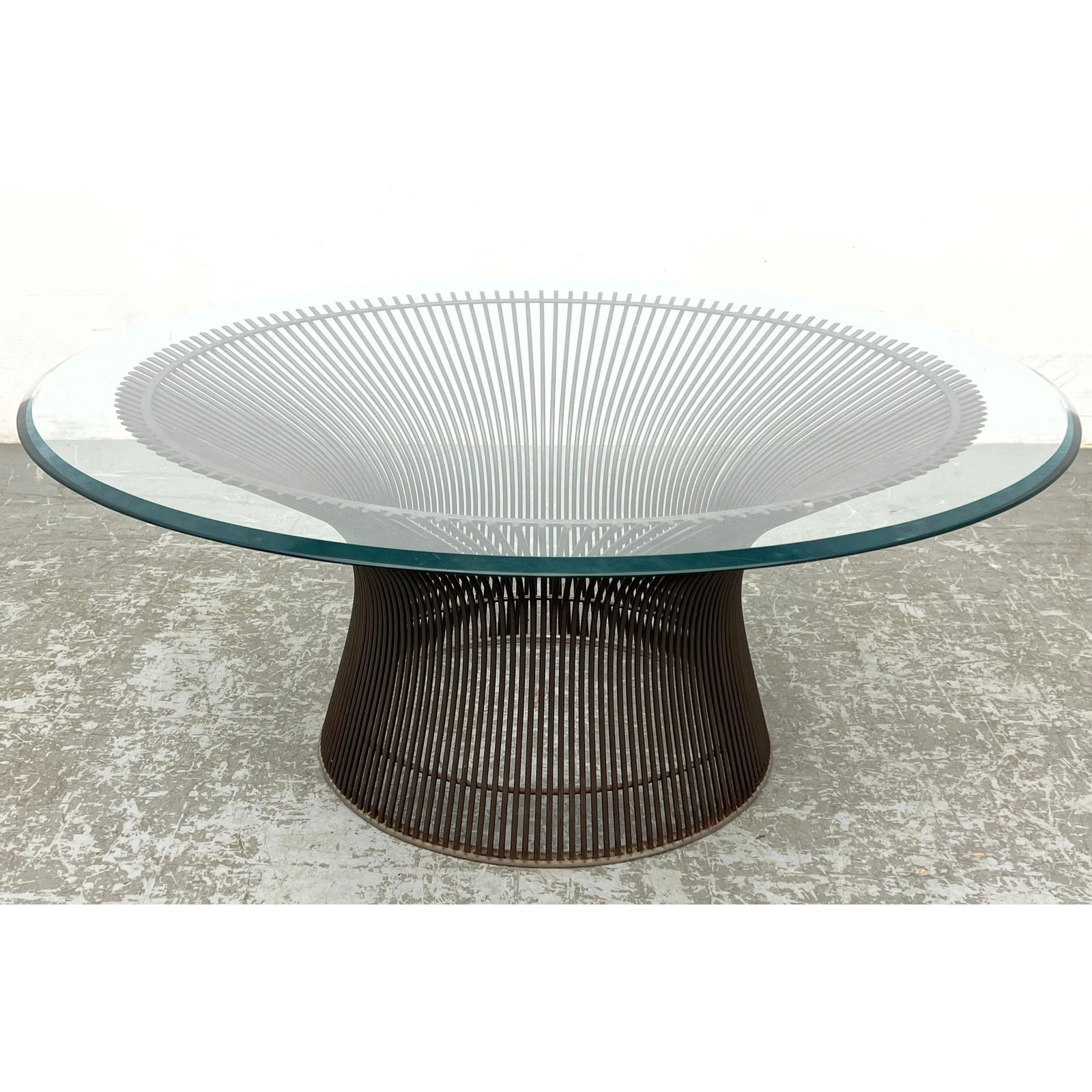 WARREN PLATNER Bronze Frame Base Coffee Table. Iconic Modernist Mid Century Form. Glass Top. (1 of 8)
