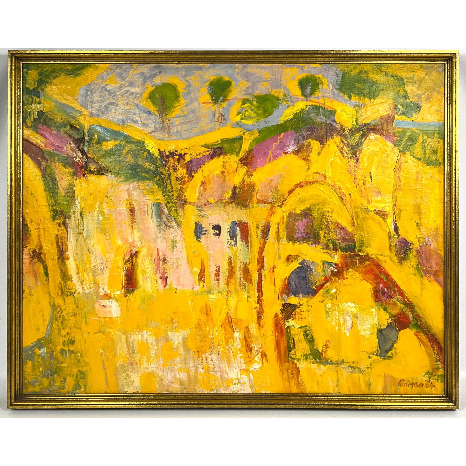 GILMAN 64 Abstract painting, Signed: GILMAN 64 Abstract painting, Signed Dimensions: Height: 25.25 inches, Width: 31.5 inches. --- US Packing and Shipping charge: In house shipping available. Will be calculated once destination known. Pl