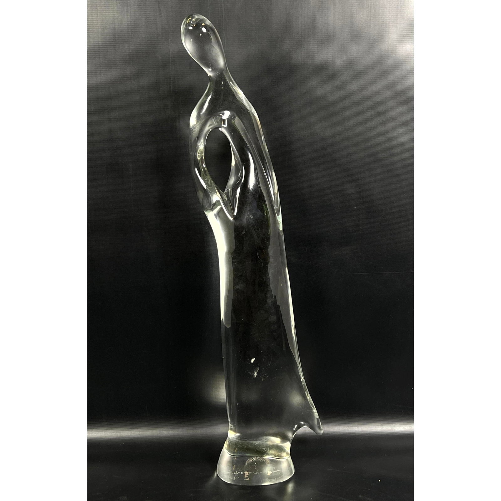 Heavy Roberto Moretti Glass Figural Sculpture.: Heavy Roberto Moretti Glass Figural Sculpture. Dimensions: Height: 27 inches, Width: 5 inches, Depth: 3.5 inches. --- US Packing and Shipping charge: In house shipping available. Will be calculated on