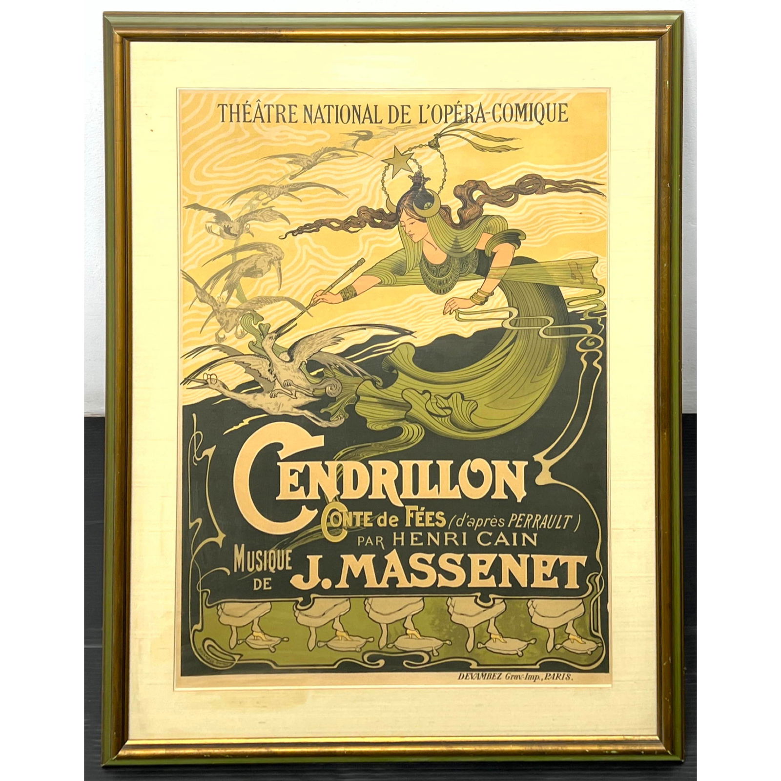 CENDRILLON Musical heater Poster. Vintage. "Cinderella" Music by J. MASSENET. Art Nouveau, Japonesqu (1 of 8)