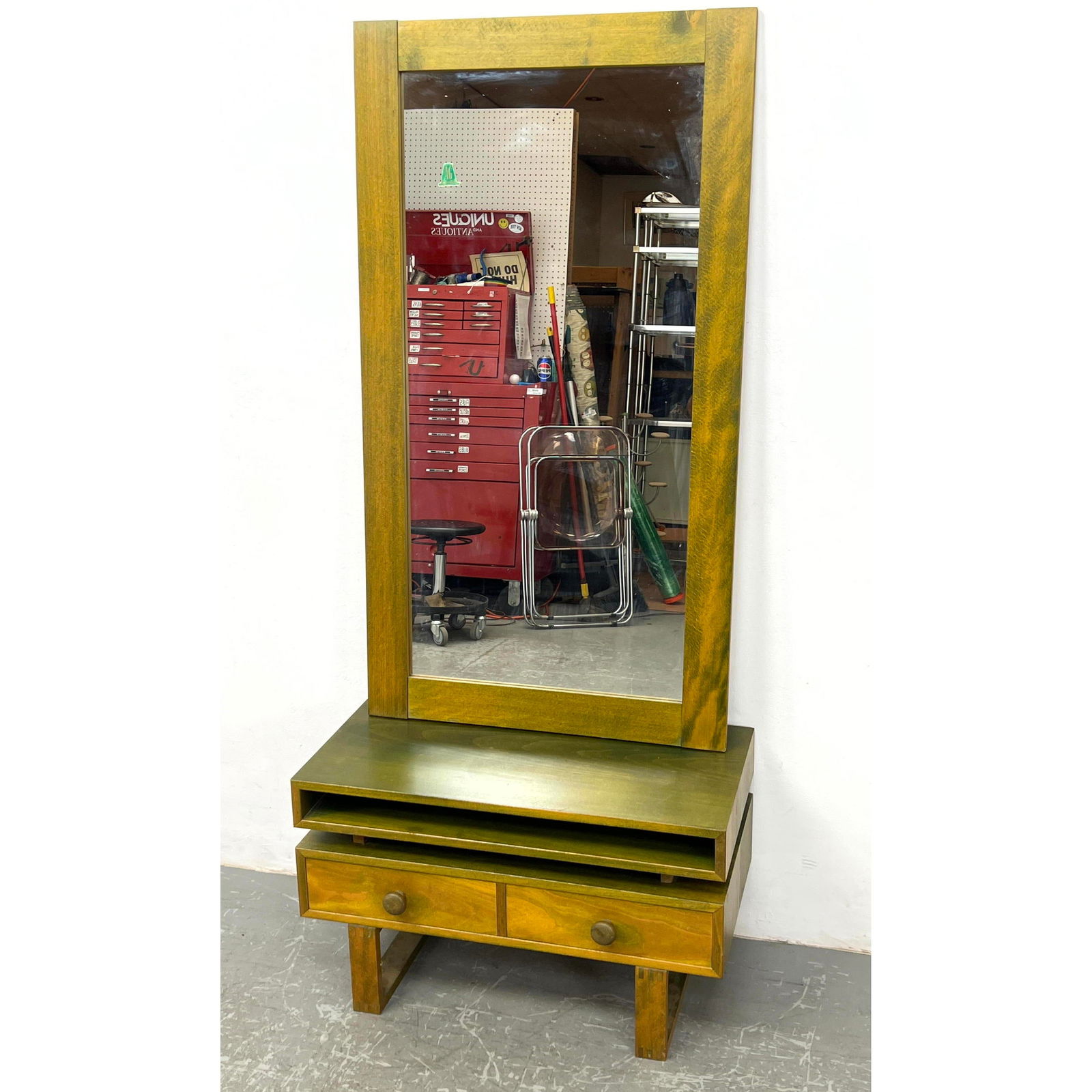 Danish Entry Cabinet with Mirror. Garanti. Stained finish. (1 of 14)