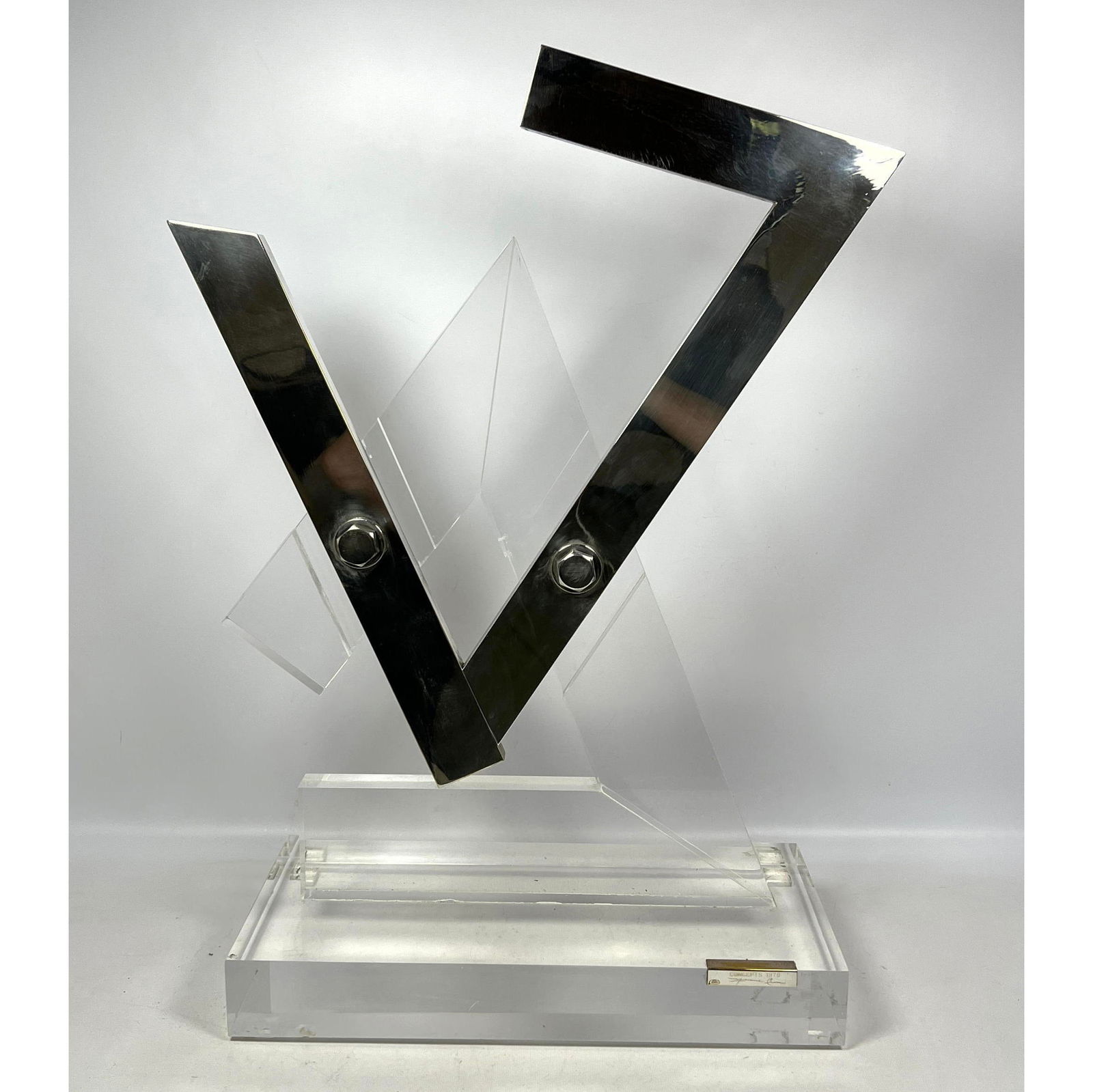 LA VIRTU DELLA GIUSTIZIA Justics as Virtue Steel and Lucite Sculpture. Modernist Form Signed by Arti (1 of 13)