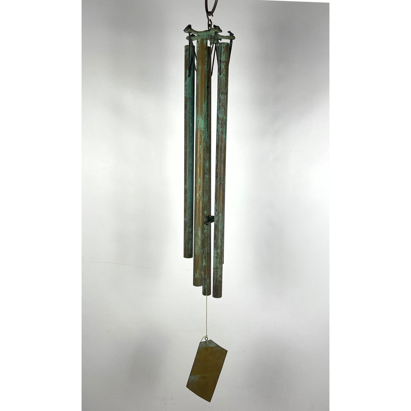 WALTER LAMB Mid Century Green Patina Wind Chimes. Oxidized Metal. Garden, Patio, Outdoor. Complete w (1 of 9)