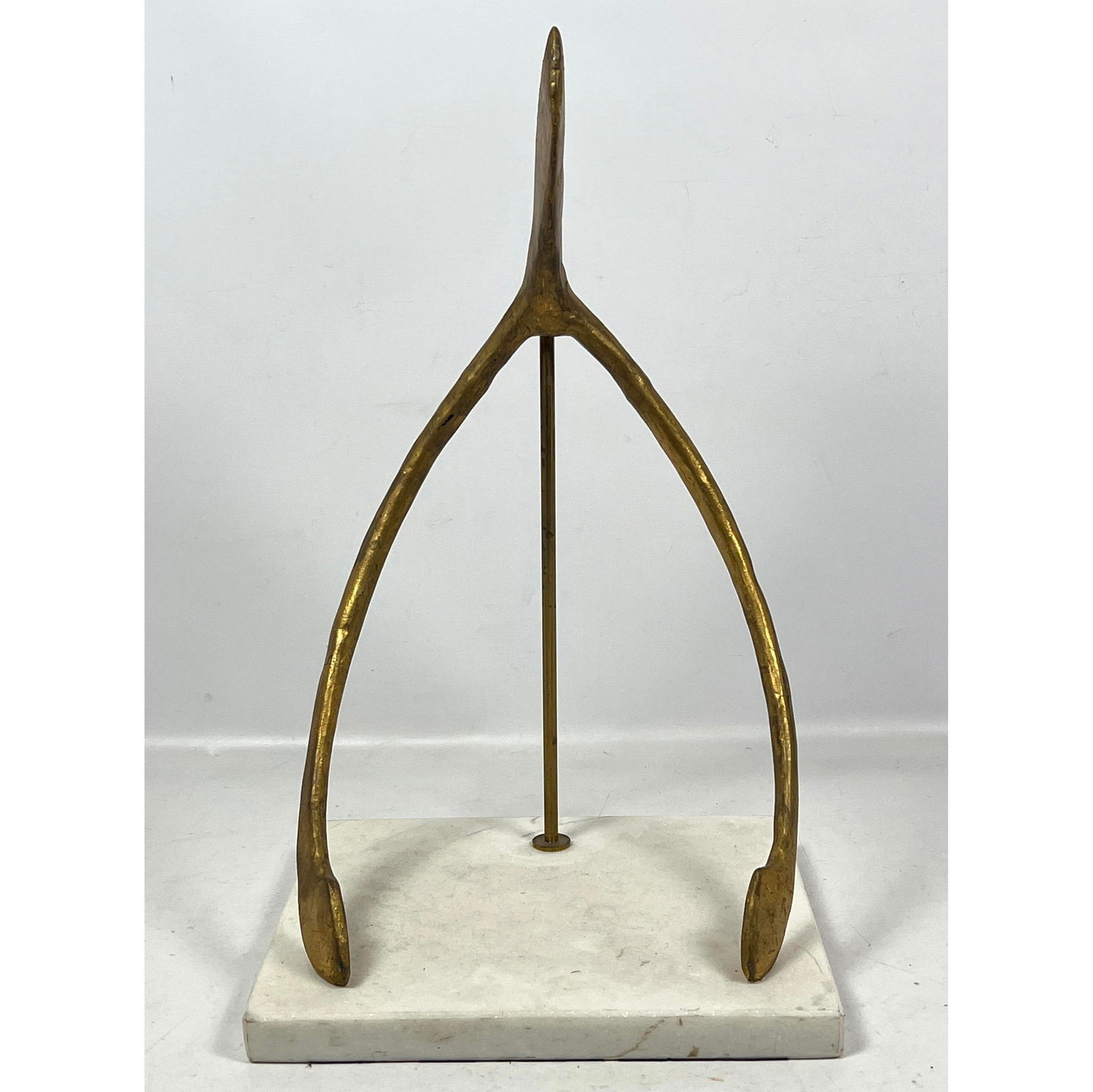 Large Gilt Iron Wishbone Sculpture. Mounted on marble base. (1 of 10)