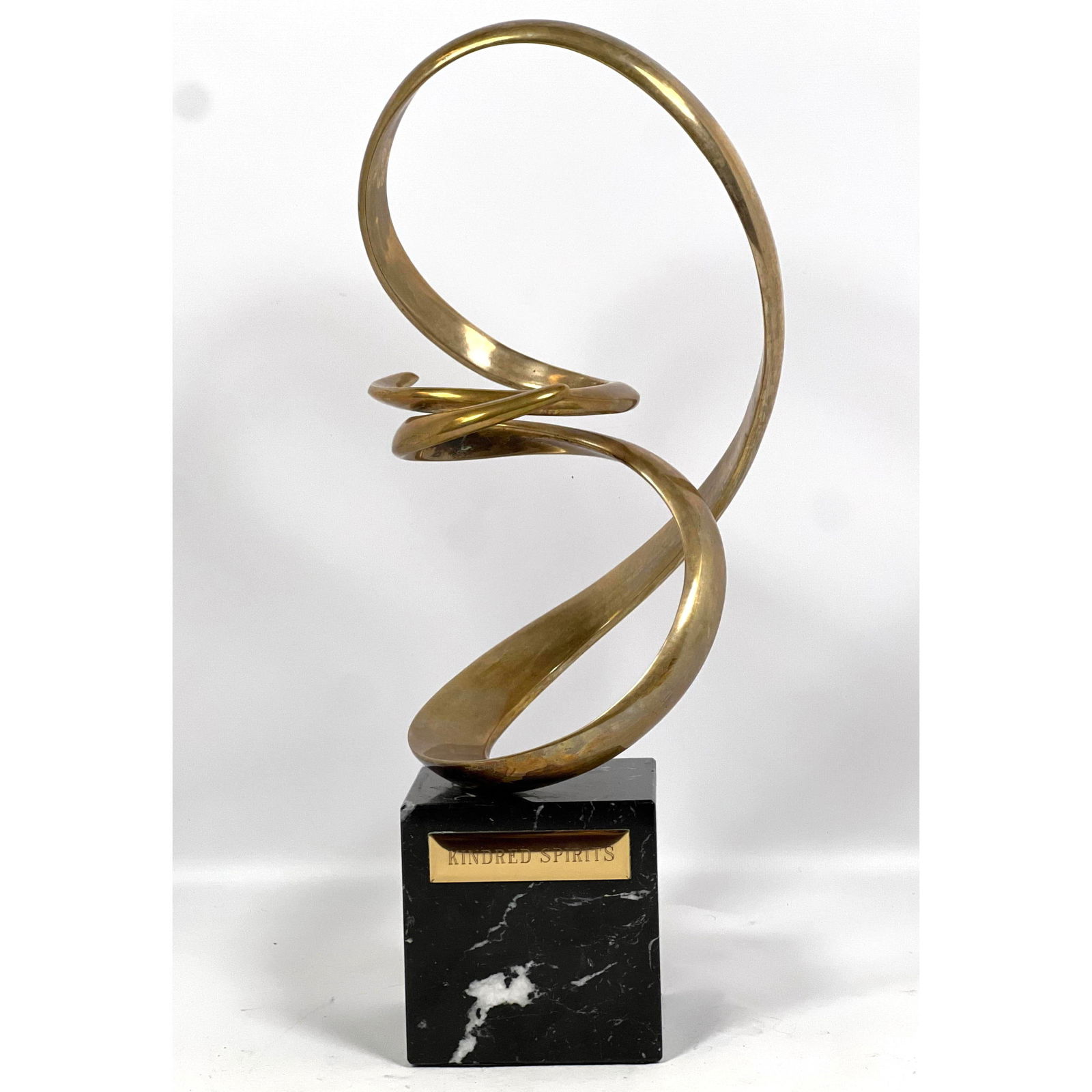 TOM BENNETT Kindred Spirits abstract table sculpture Dated 1986 34/50 on Marble base. Brass plaque.: TOM BENNETT Kindred Spirits abstract table sculpture Dated 1986 34/50 on Marble base. Brass plaque. Dimensions: Height: 16 inches, Width: 8 inches, Depth: 6 inches. --- US Packing and Shipping charge: