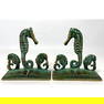 Arts and Crafts Bronze Seahorse Bookends E.T. Hurley Style. Very nice Green Patina finish.