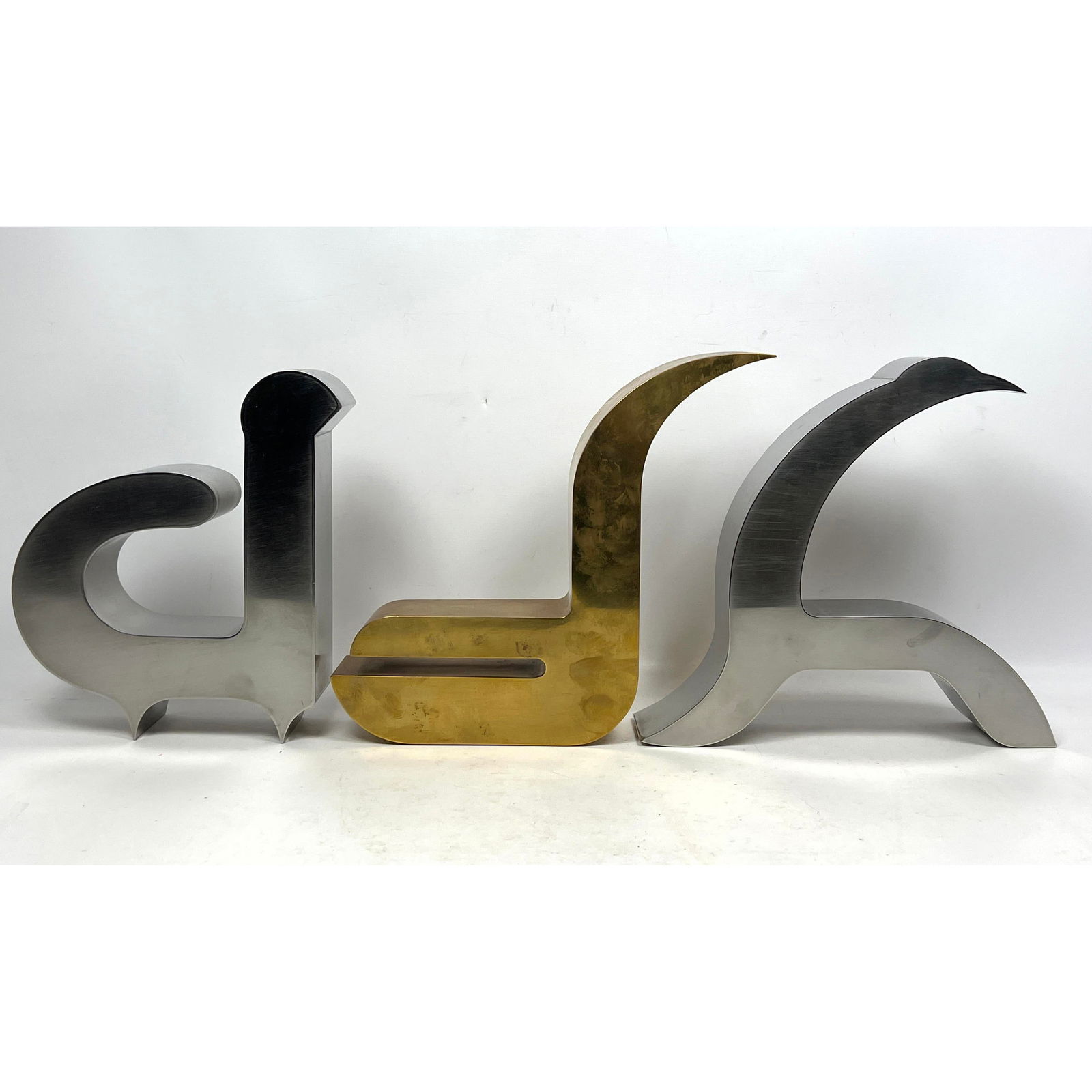 3pcs Steel and Brass Table Sculpture. (1 of 13)
