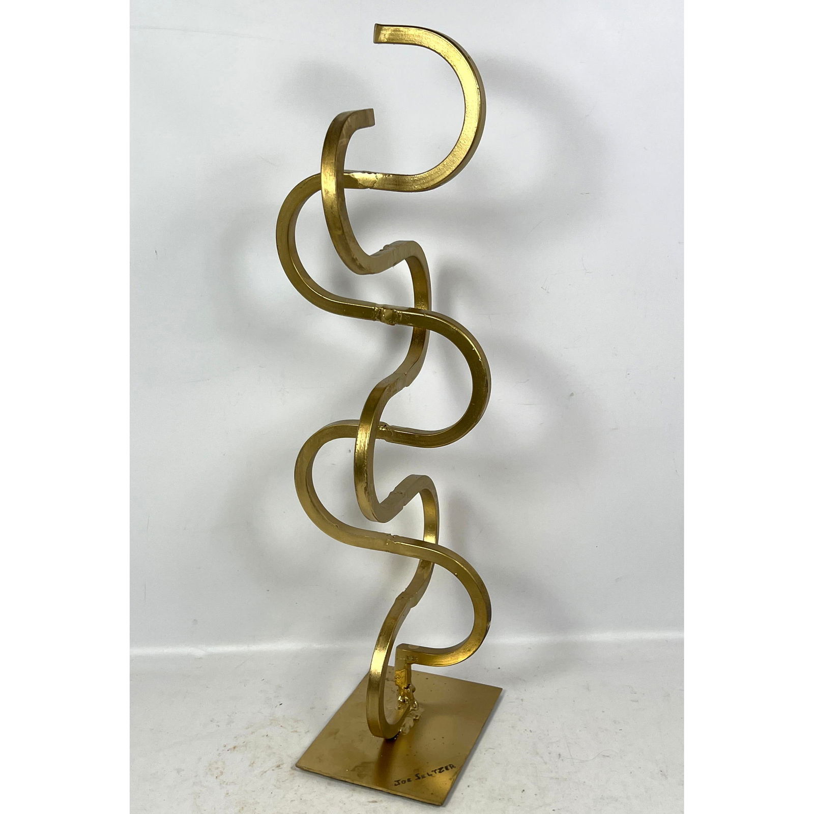 Joe Seltzer "Gold Half Circles" Table Sculpture Created from found steel objects that were welded to (1 of 9)