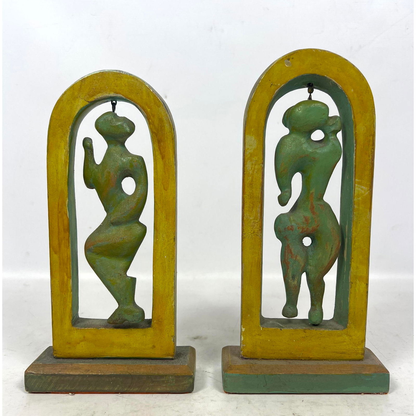 Pair ROBERT LOHMAN Abstract Wood Figural Sculptures 1950's (1 of 10)