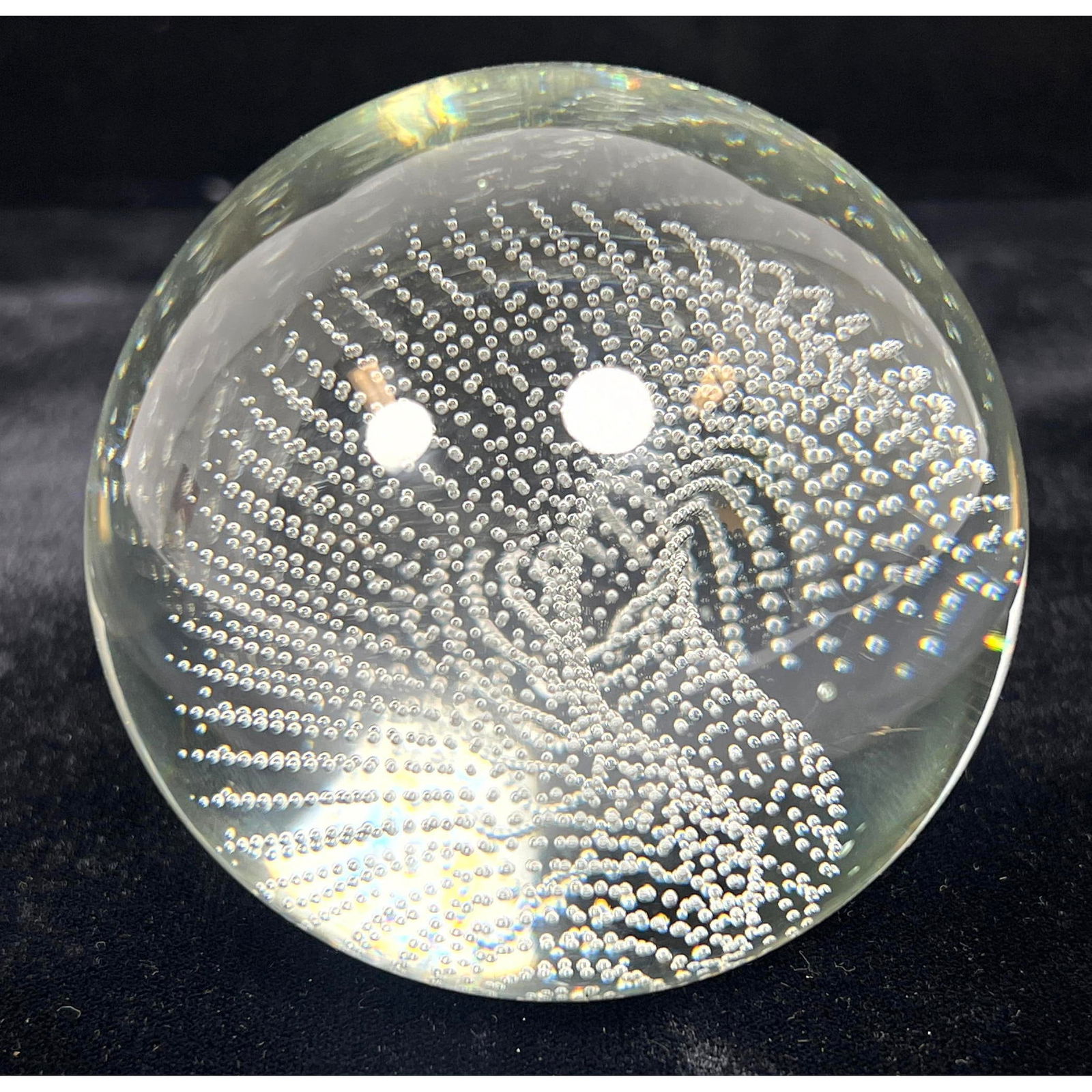 JOSH SIMPSON Hand Blown Art Glass Paperweight. Internal bubble design. (1 of 8)