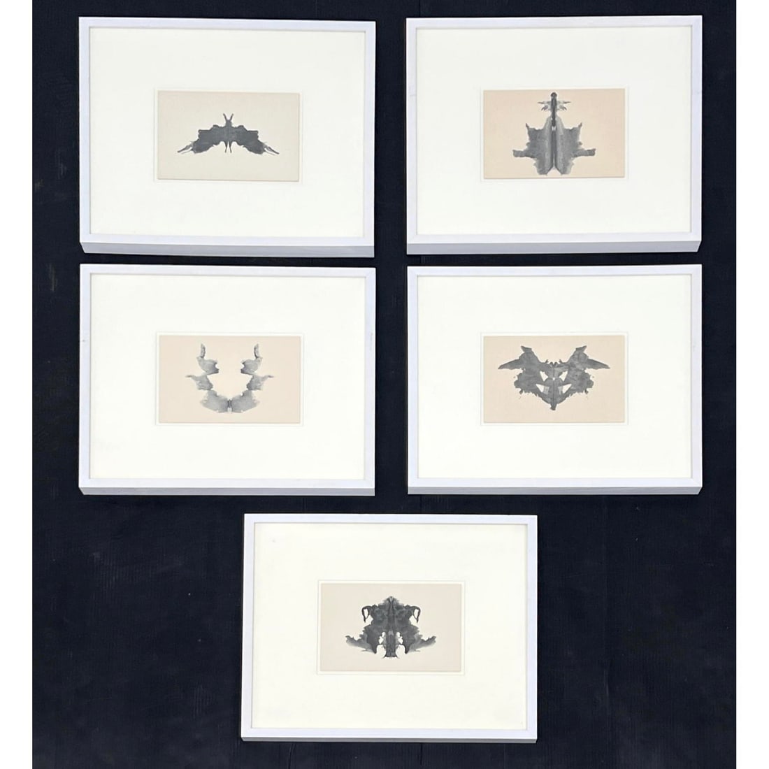Set 5 Framed Rorschach Inkblot Test Images. Matching frames. Original Authentic Rorschach Test print (1 of 14)