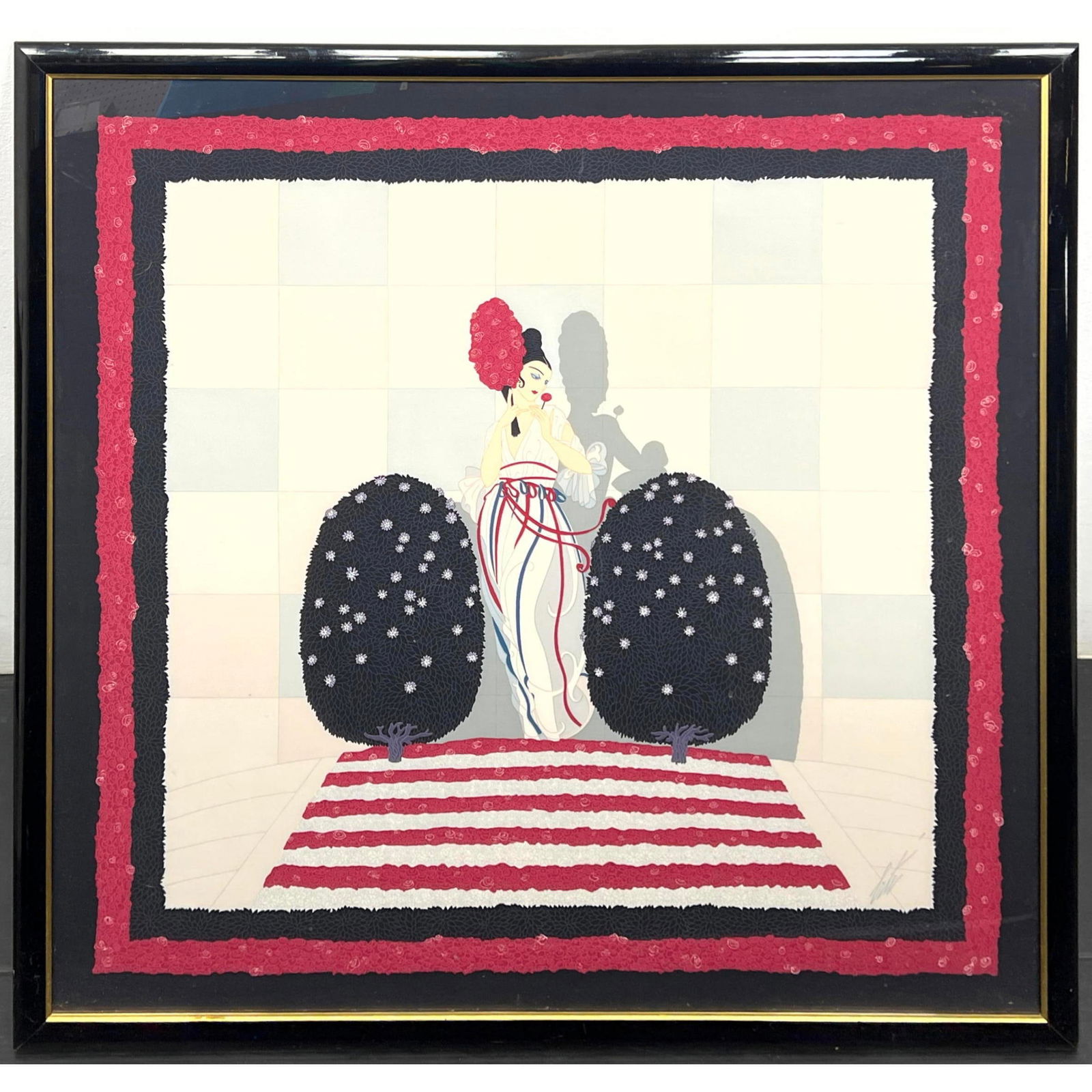 Framed Erte Silk Scarf. Lafayette (1 of 8)