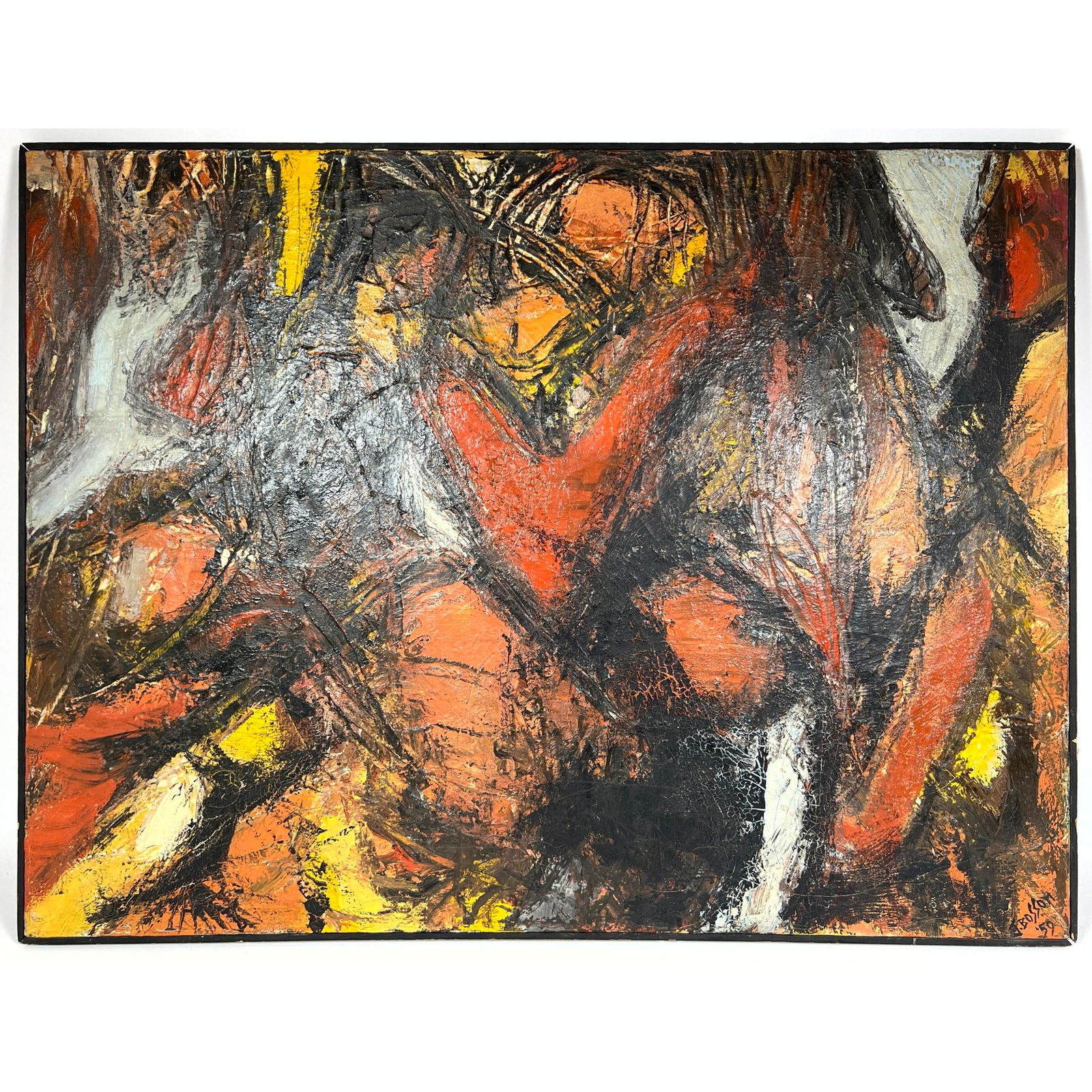 JOHN E. BOSSON "Coda" abstract Painting on Canvas Signed and dated '59   Label on Back (1 of 11)