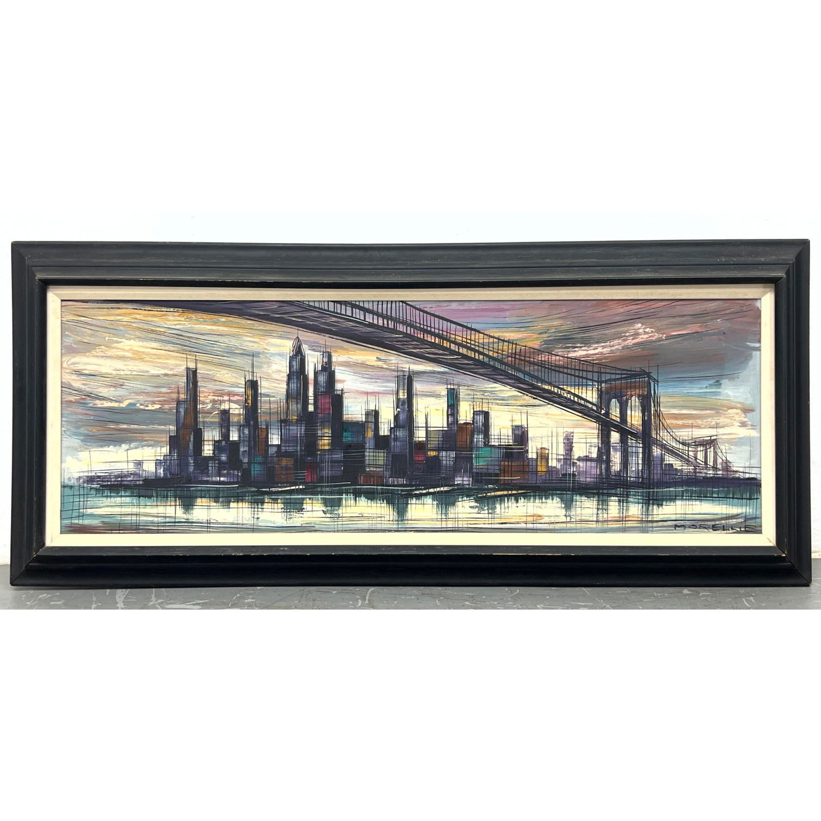 Morellie Mid Century Modern Cityscape Painting on Canvas. (1 of 7)