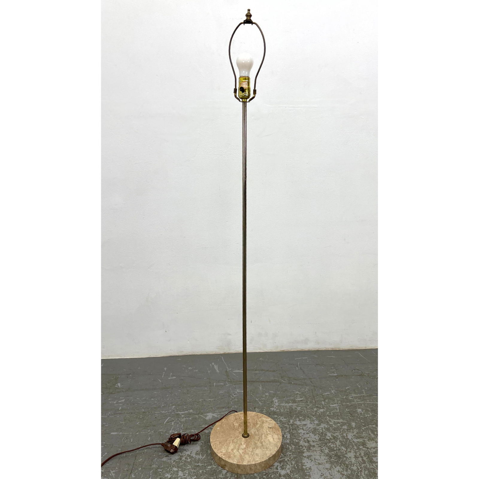 Mid Century Modern Travertine Base Floor Lamp nick: Mid Century Modern Travertine Base Floor Lamp nick Dimensions: Height: 55 inches, Width: 10 inches, Depth: 10 inches. --- - - We offer curbside delivery for most items to NYC, Manhattan, Close Brookly