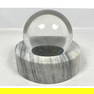 Crystal Ball Sphere in Banded Marble Base. Modernist Sculptural.