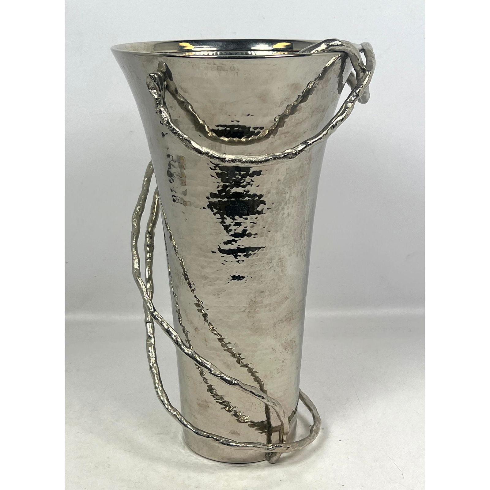 MICHAEL ARAM Metal Vase with thin twig branch details. Signed. (1 of 11)