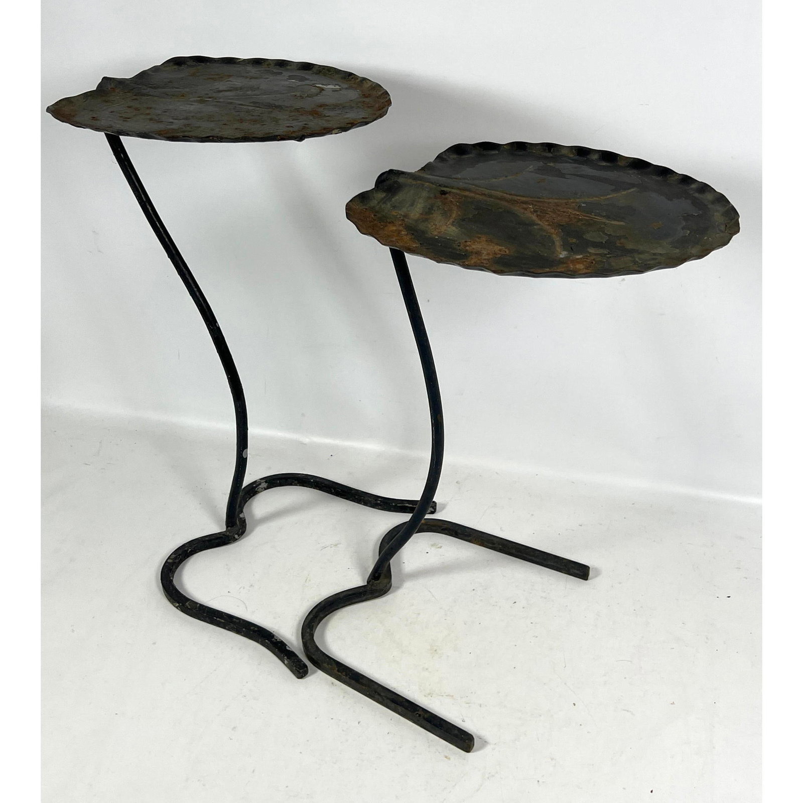 Pr Salterini lily pad side tables. Painted wrought iron (1 of 9)