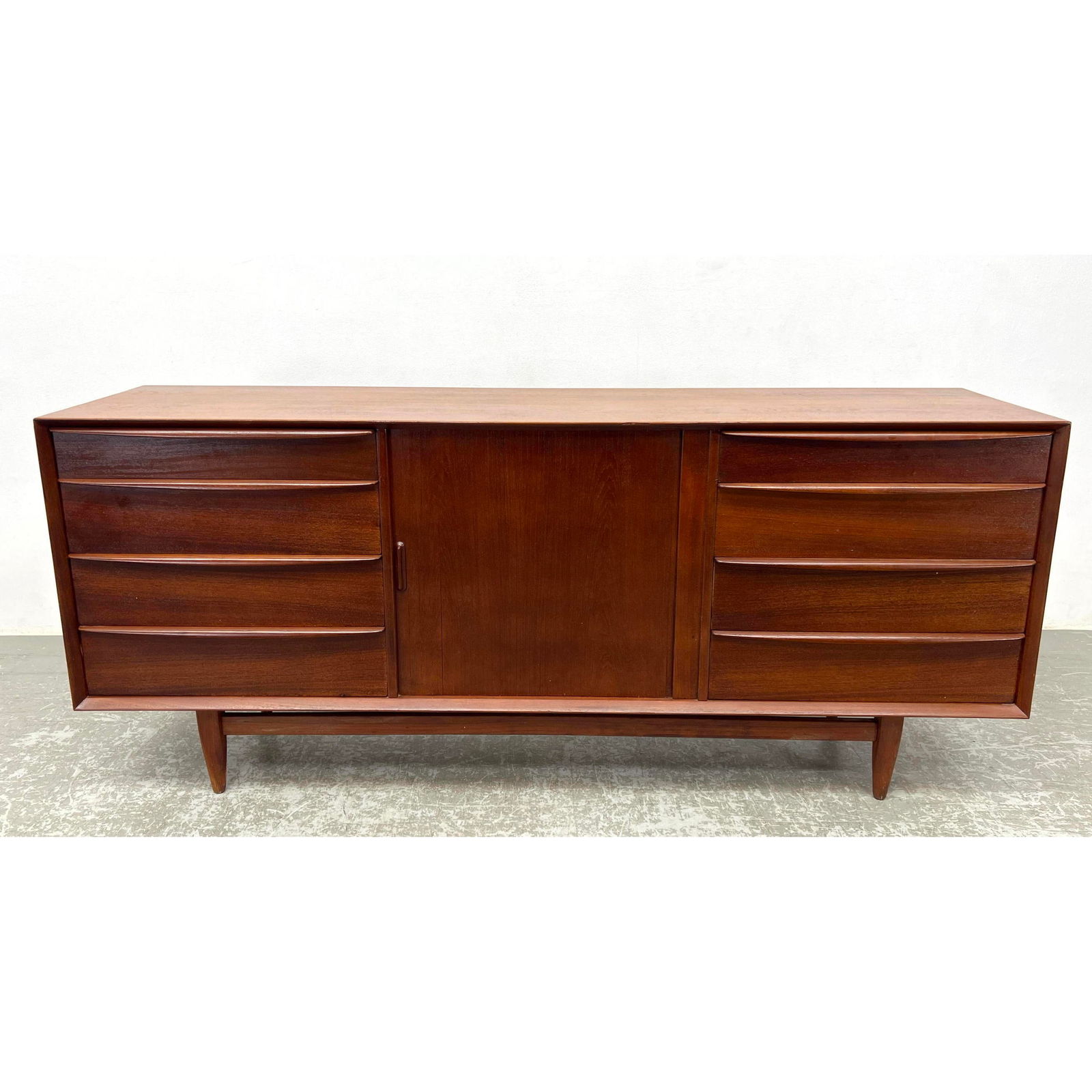 FALSTER Danish Modern Teak Credenza. Raised on Legs. Label. (1 of 12)