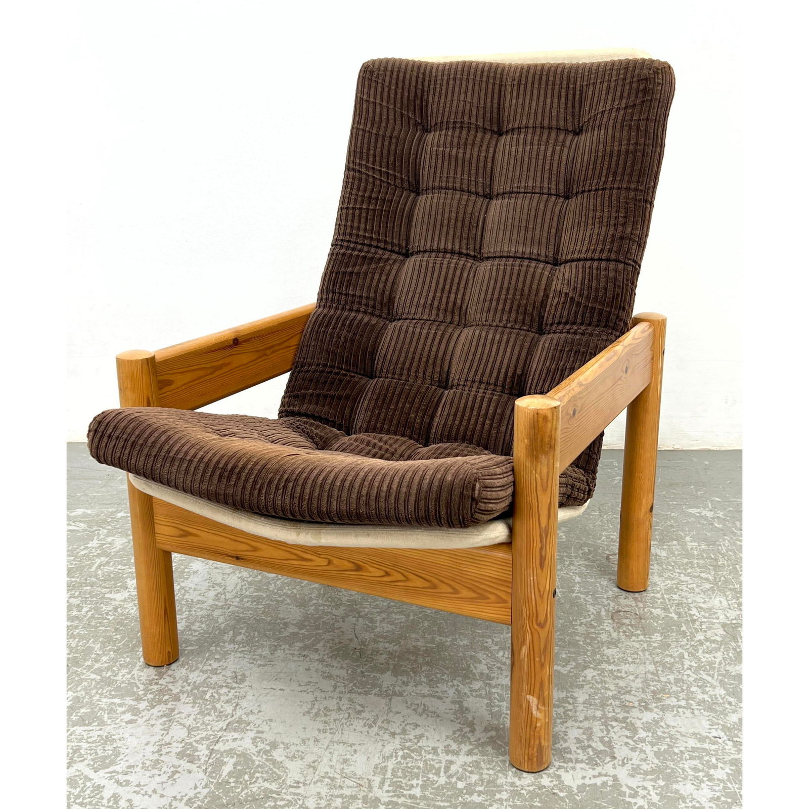 Danish Modern Pine Framed Lounge Chair. Domino. (1 of 12)