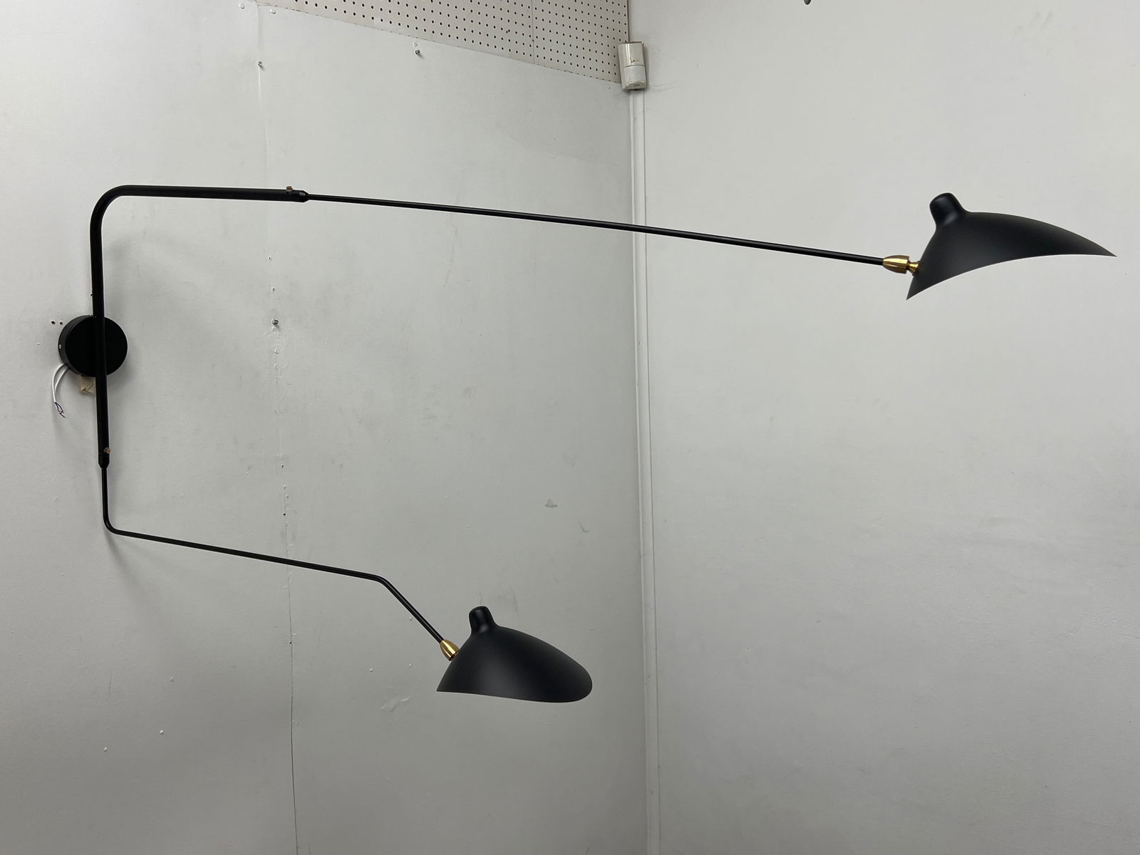 Serge Mouille style Double Arm Wall Mount Lamp. (1 of 11)