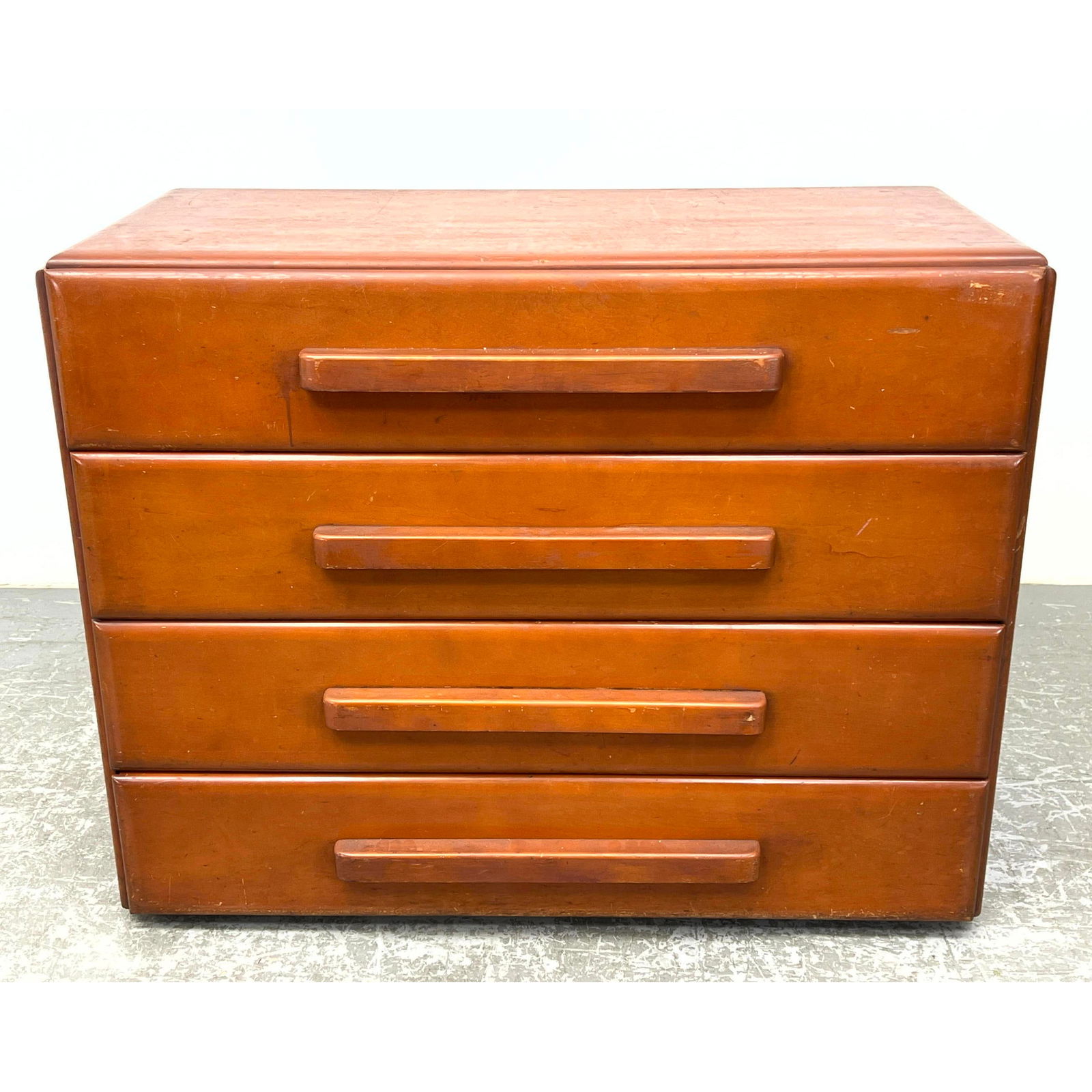 Russel Wright for Conant Ball four drawer dresser. Chest of Drawers has long horizontal wood pulls. (1 of 10)