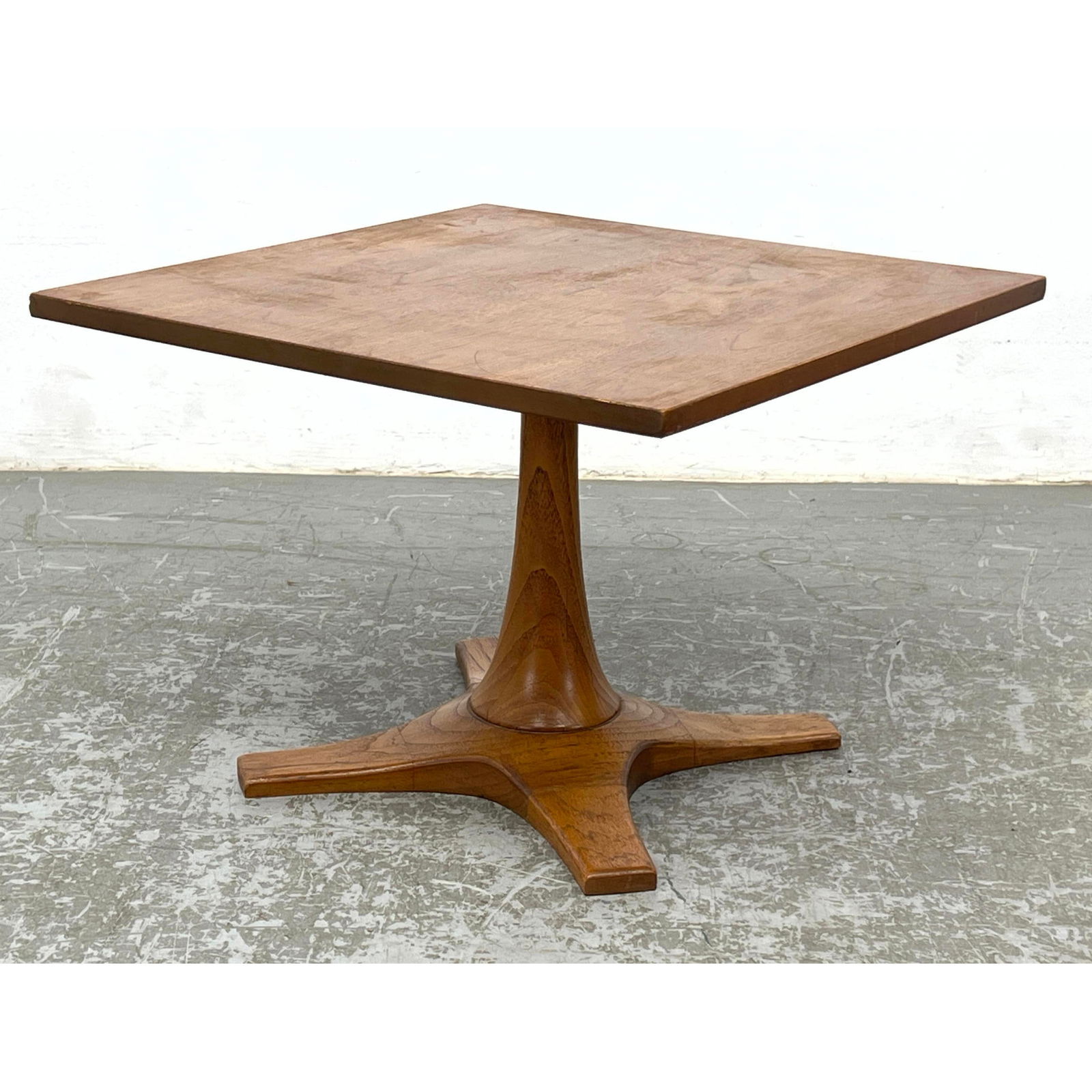 Walnut side table. sculpted leg. Small rosette inlay. (1 of 10)