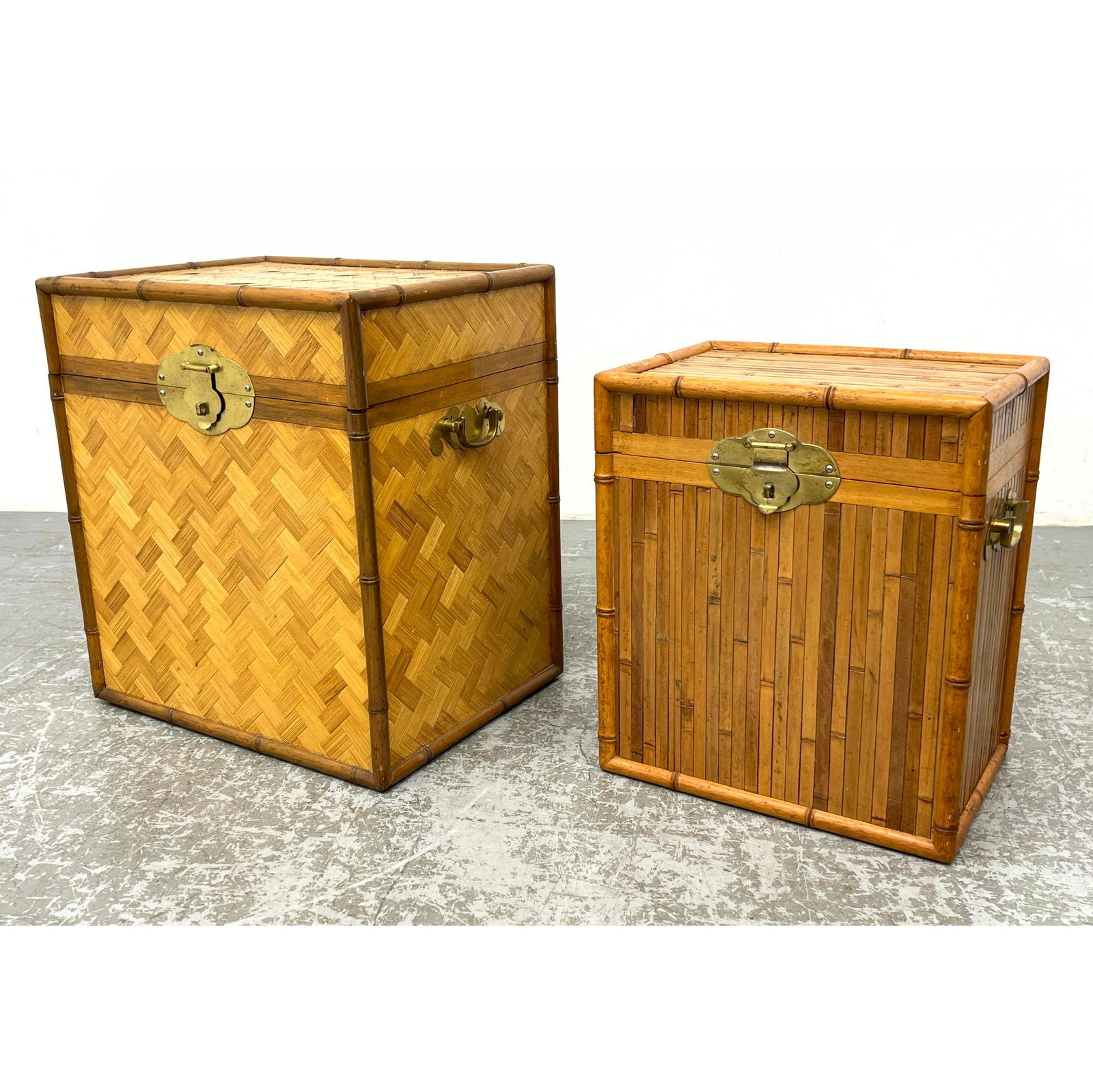 Decorator Blonde Bamboo Boxes Storage Side Tables (1 of 14)