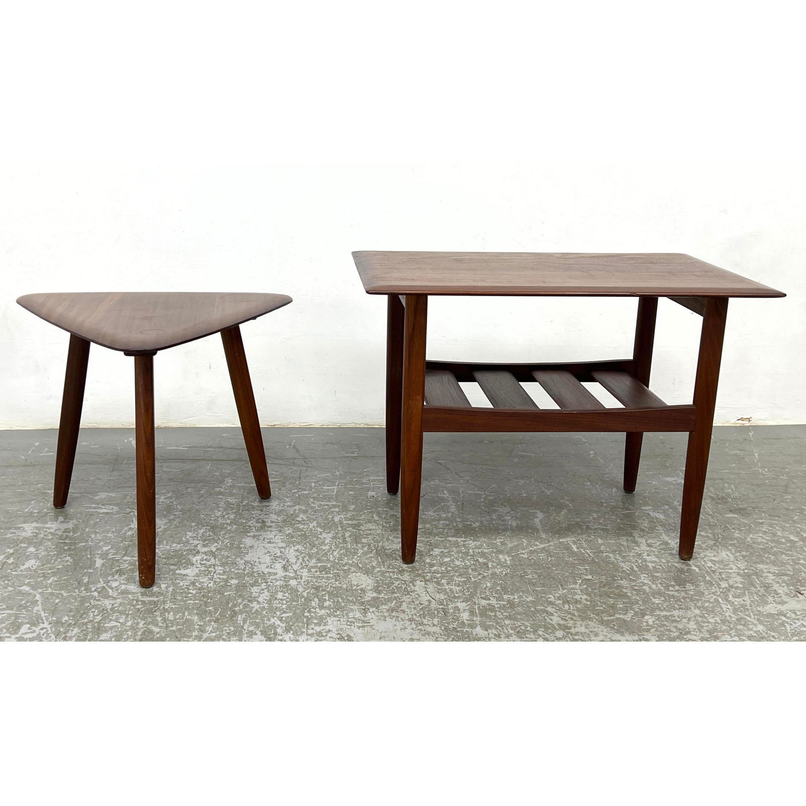 2pcs Modernist Tables. Imperial Stratford. Jan Kuypers for Imperial.: 2pcs Modernist Tables. Imperial Stratford. Jan Kuypers for Imperial. Dimensions: Height: 32 inches, Width: 30 inches, Depth: 19 inches. - Additional Dimensions: Smaller H: 18 inches, W: 22 inches, D: