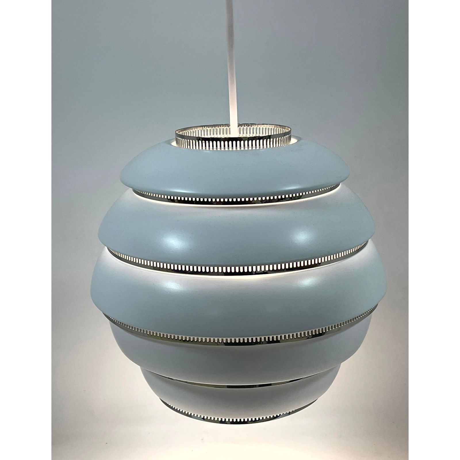 ALVAR AALTO for ARTEK Beehive Pendant Light. Hanging Pendant Lamp with 4 Metal Tiers with gaps that (1 of 11)