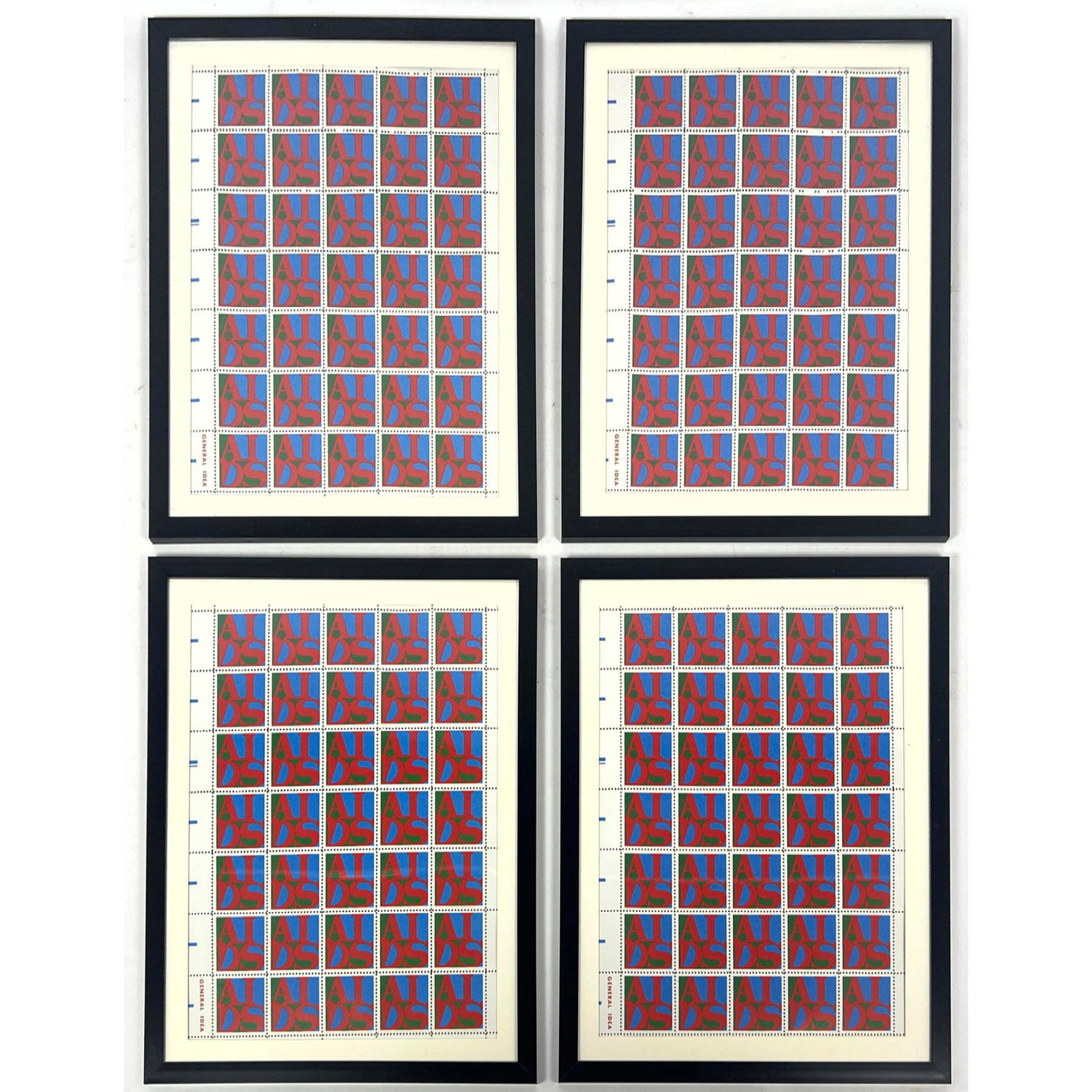 Set 4 General Idea AIDS stamps. Parkett magazine insert 1988 (1 of 9)