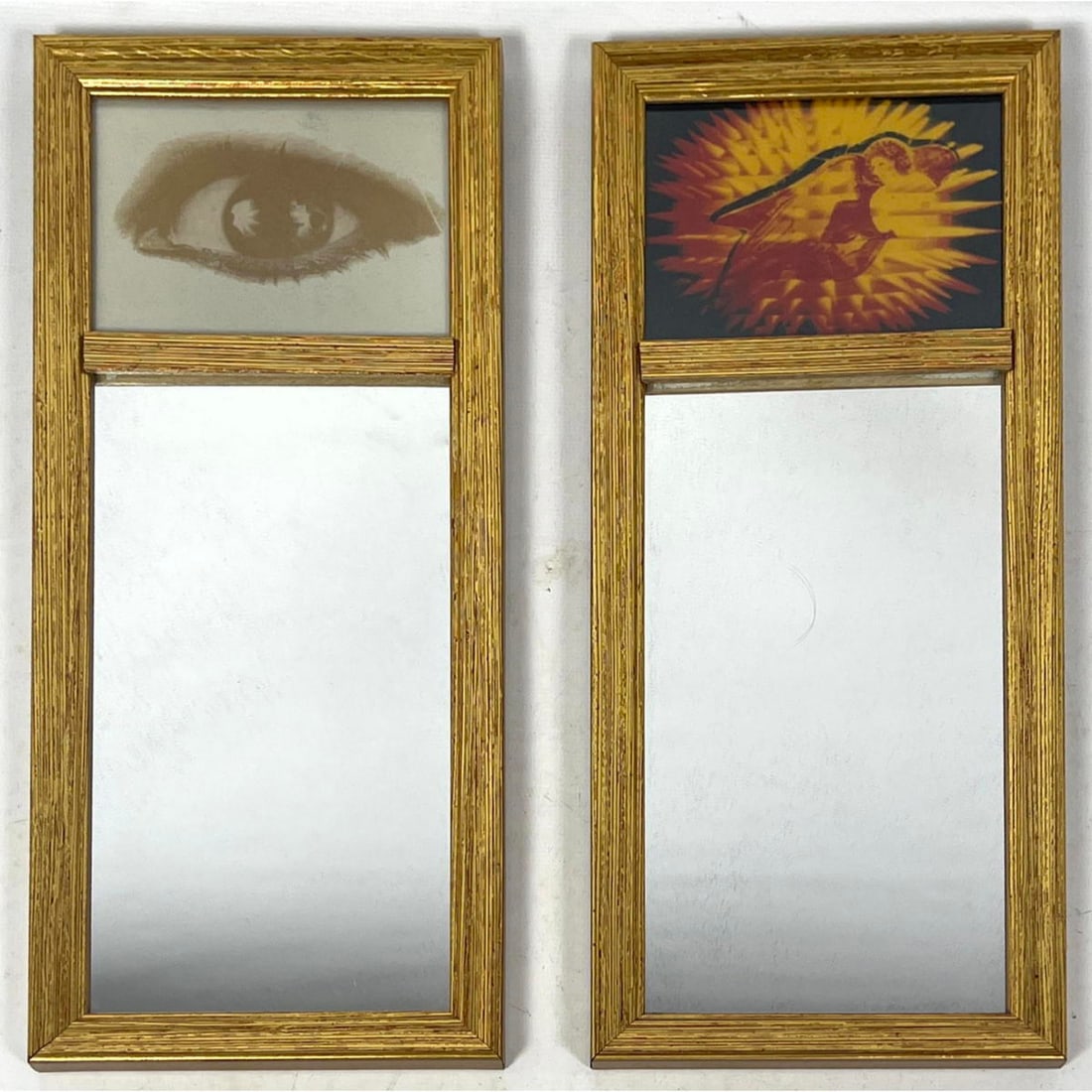 2pcs Small Wall Mirrors. each with Christopher Makos  Decorated tops. (1 of 14)