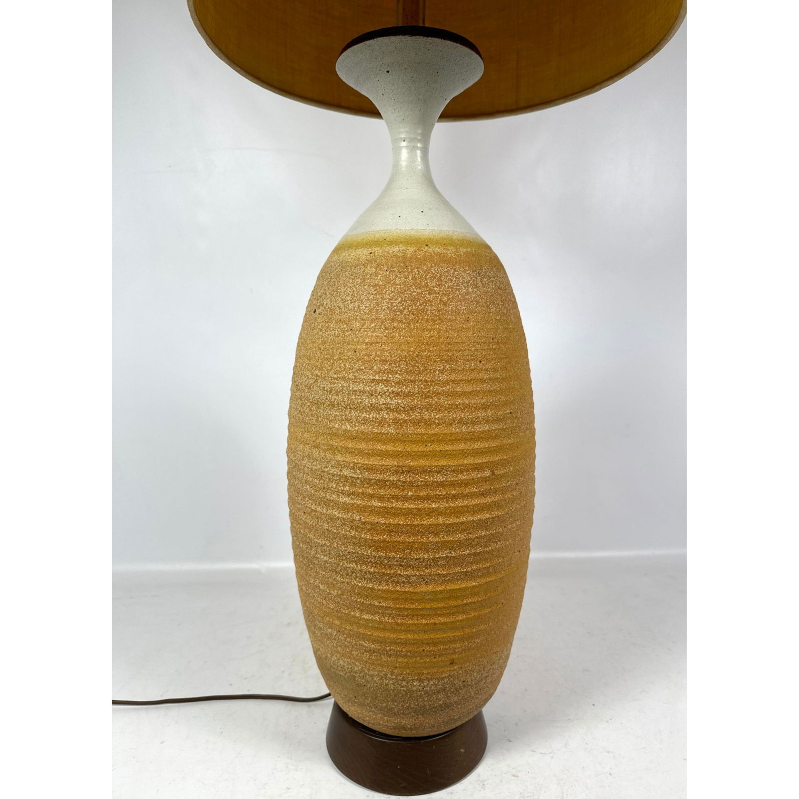 Large Mid Century Modern Art Pottery Table Lamp. DESIGN TECHNICS style. Unmarked.: Large Mid Century Modern Art Pottery Table Lamp. DESIGN TECHNICS style. Unmarked. Dimensions: Height: 48 inches, Width: 16 inches, Depth: 16 inches. --- - - We offer curbside delivery for most items t