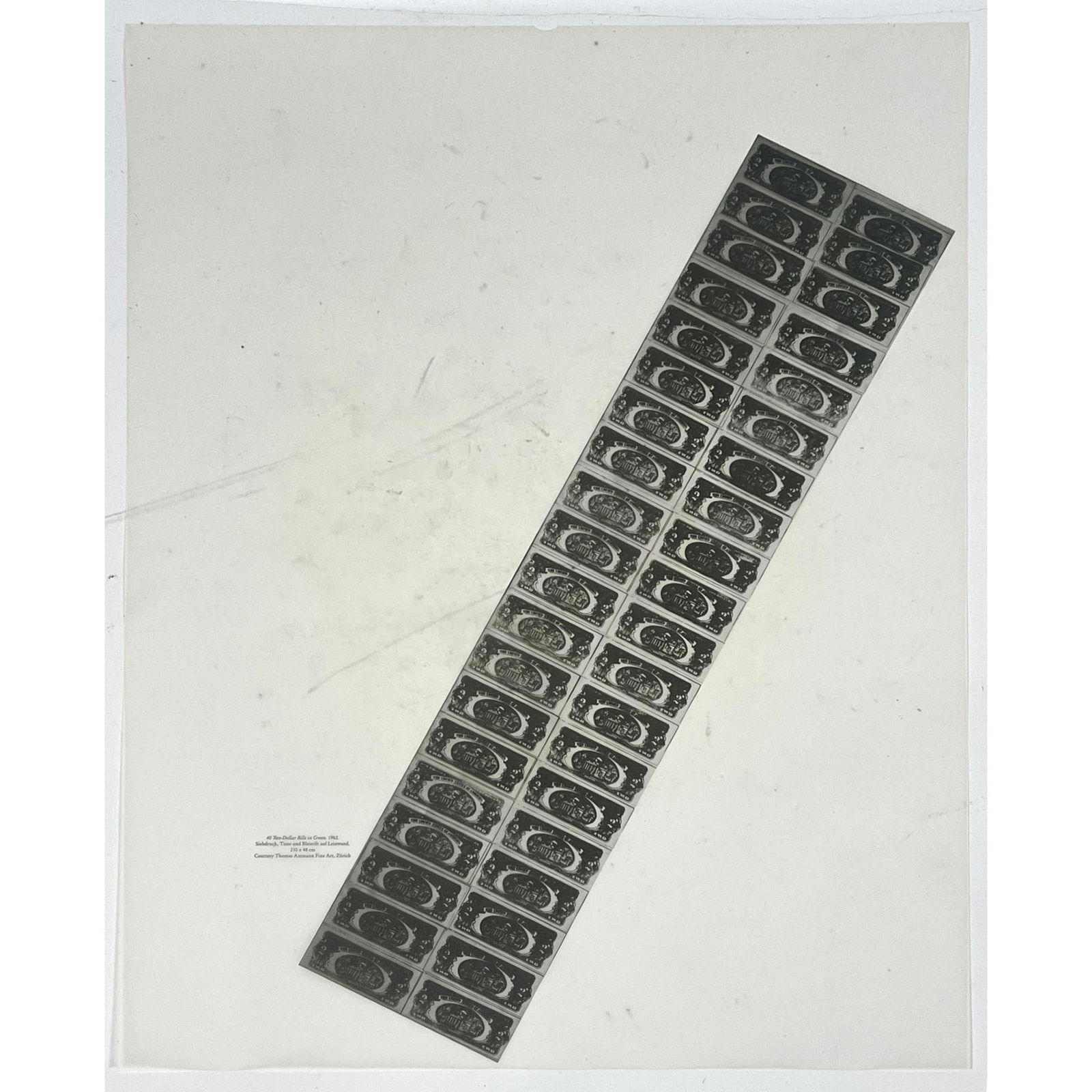 After Andy Warhol. 40 Two Dollar Bills in Green 1962.  Printed on vellum. (1 of 9)