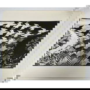 MC ESCHER poster lithograph. Unframed.: MC ESCHER poster lithograph. Unframed. Dimensions: Height: 17.5 inches, Width: 21 inches. --- - - We offer curbside delivery for most items to NYC, Manhattan, Close Brooklyn, Hoboken about a week afte