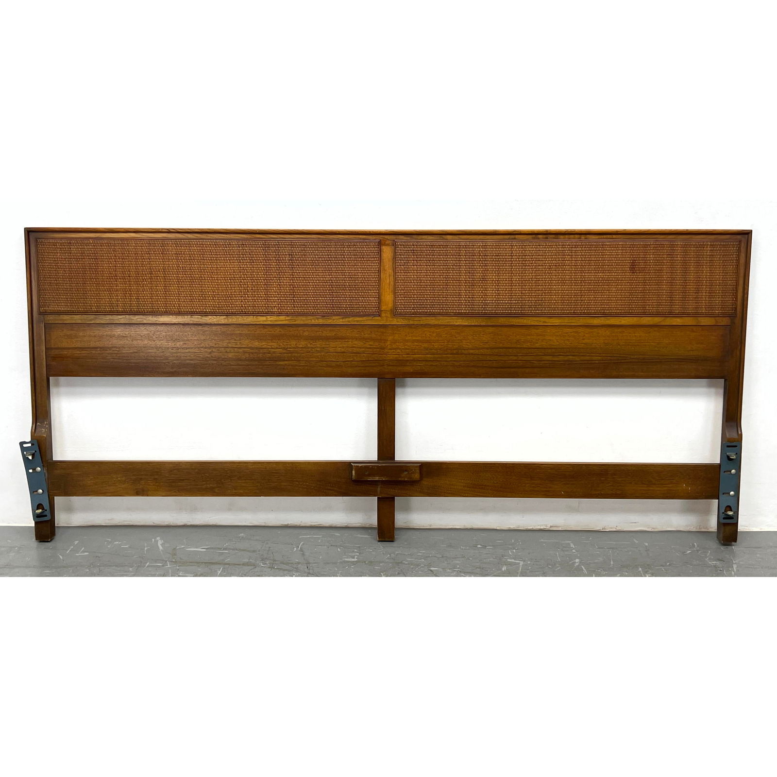 American Modern Cane Inset King Size Headboard Bed. (1 of 8)