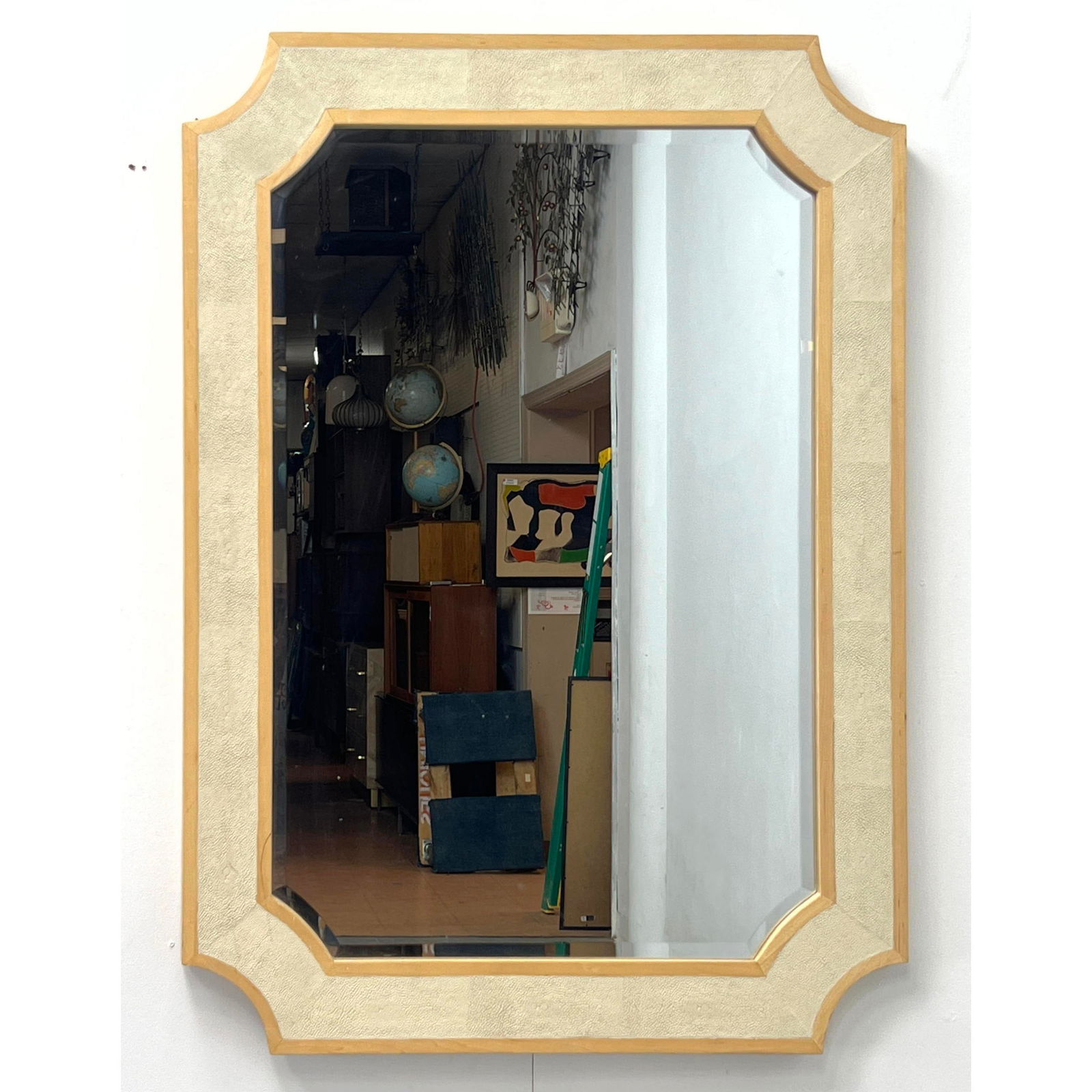 Decorator Wood and Faux Shagreen Wall Mirror. (1 of 7)