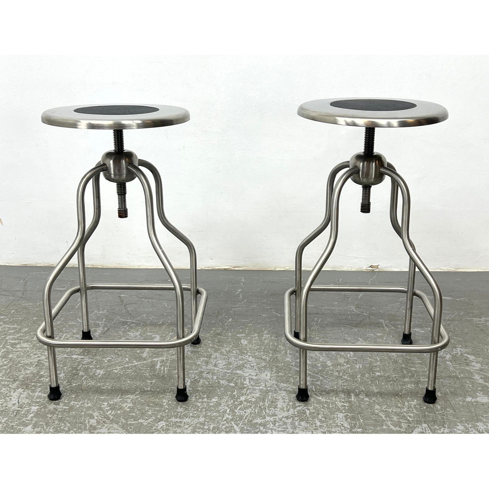 Pair Industrial Style Adjustable Drafting Bar Stools. (1 of 9)