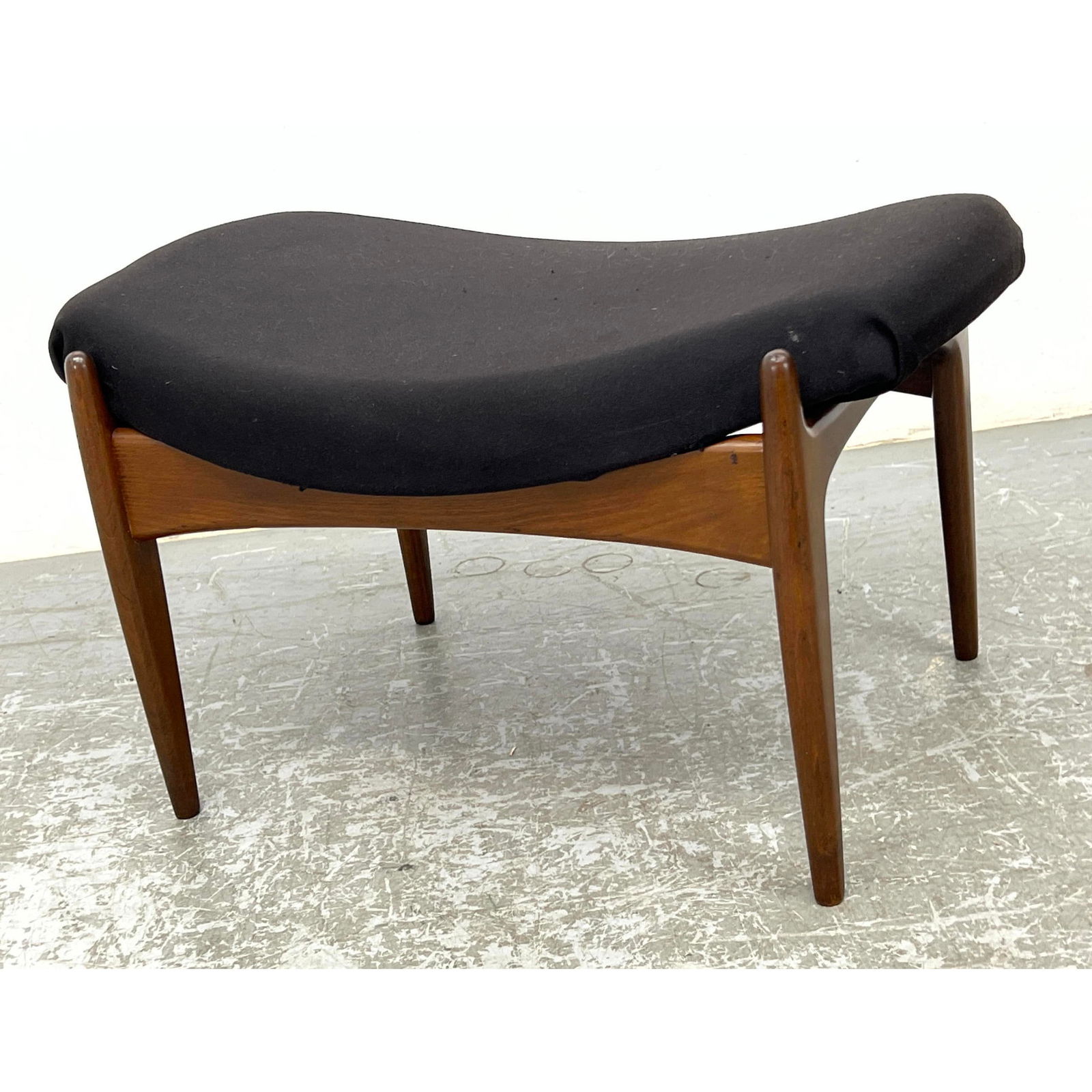 Danish Modern Foot Stool Ottoman. Marked made in Denmark. Attributed to Kofod Larsen. Marked MADE IN (1 of 11)