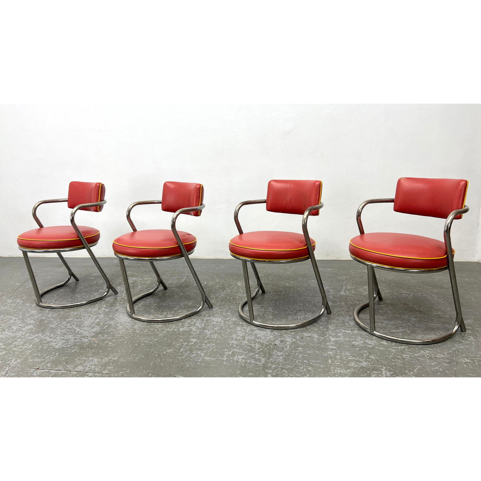 1970s Jazz Art Deco Revival Chrome Arm Chairs. Chrome Tube Frames. (1 of 13)