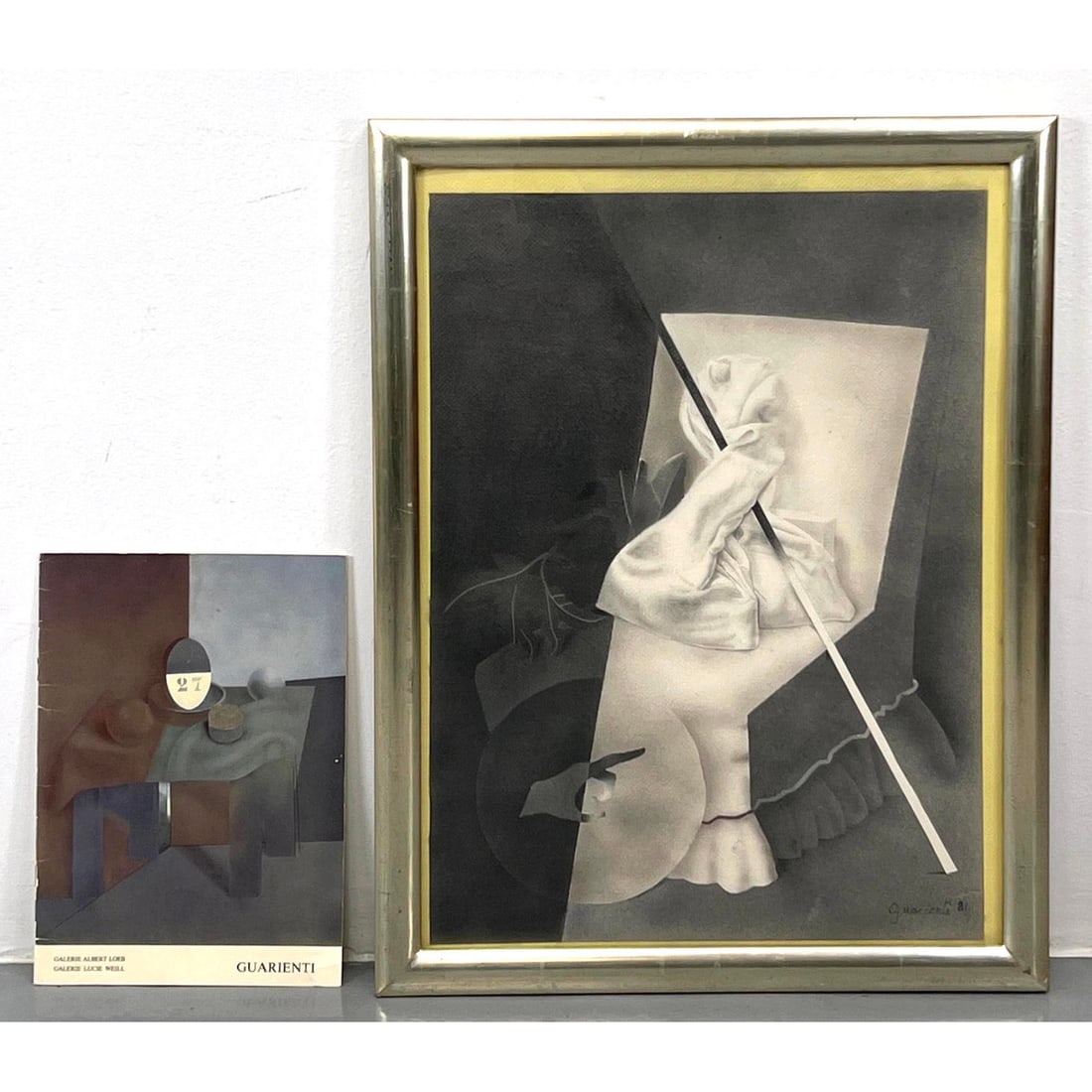 CARLO GUARIENTI '81 watercolor gray toned style life abstract painting aquarelle. With exhibition bo (1 of 12)