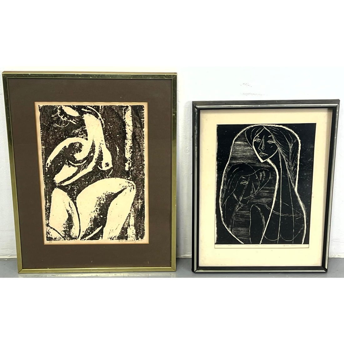 2pc ITZAK SANKOWSKY Modernist Figural Prints. Both feature a woman. Pencil Signed. One inscribed Hap (1 of 10)