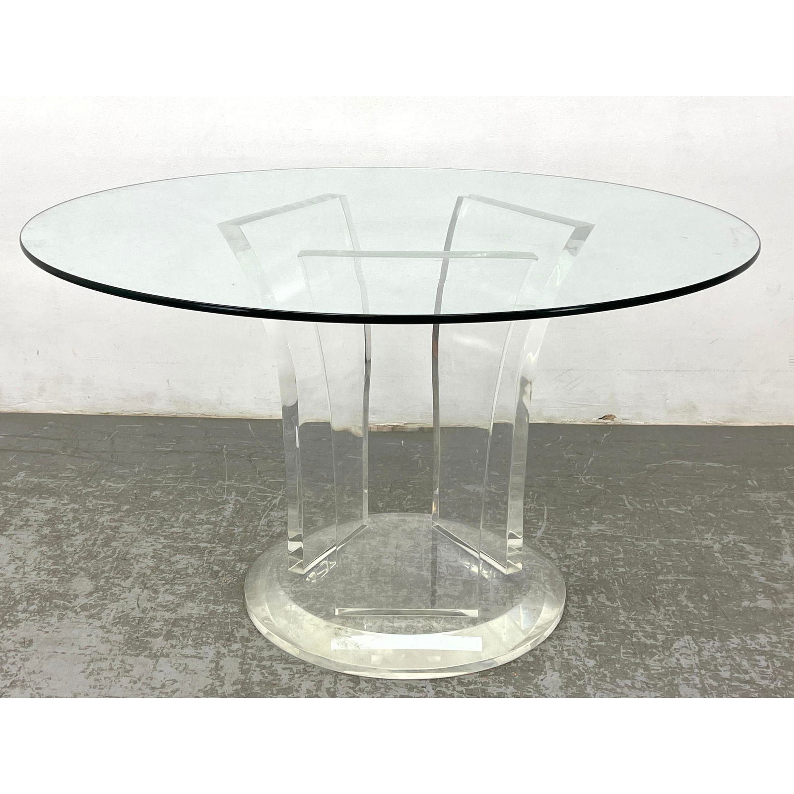 Glass Top Lucite Petal base Dining Table. Heavy thick acrylic. (1 of 8)