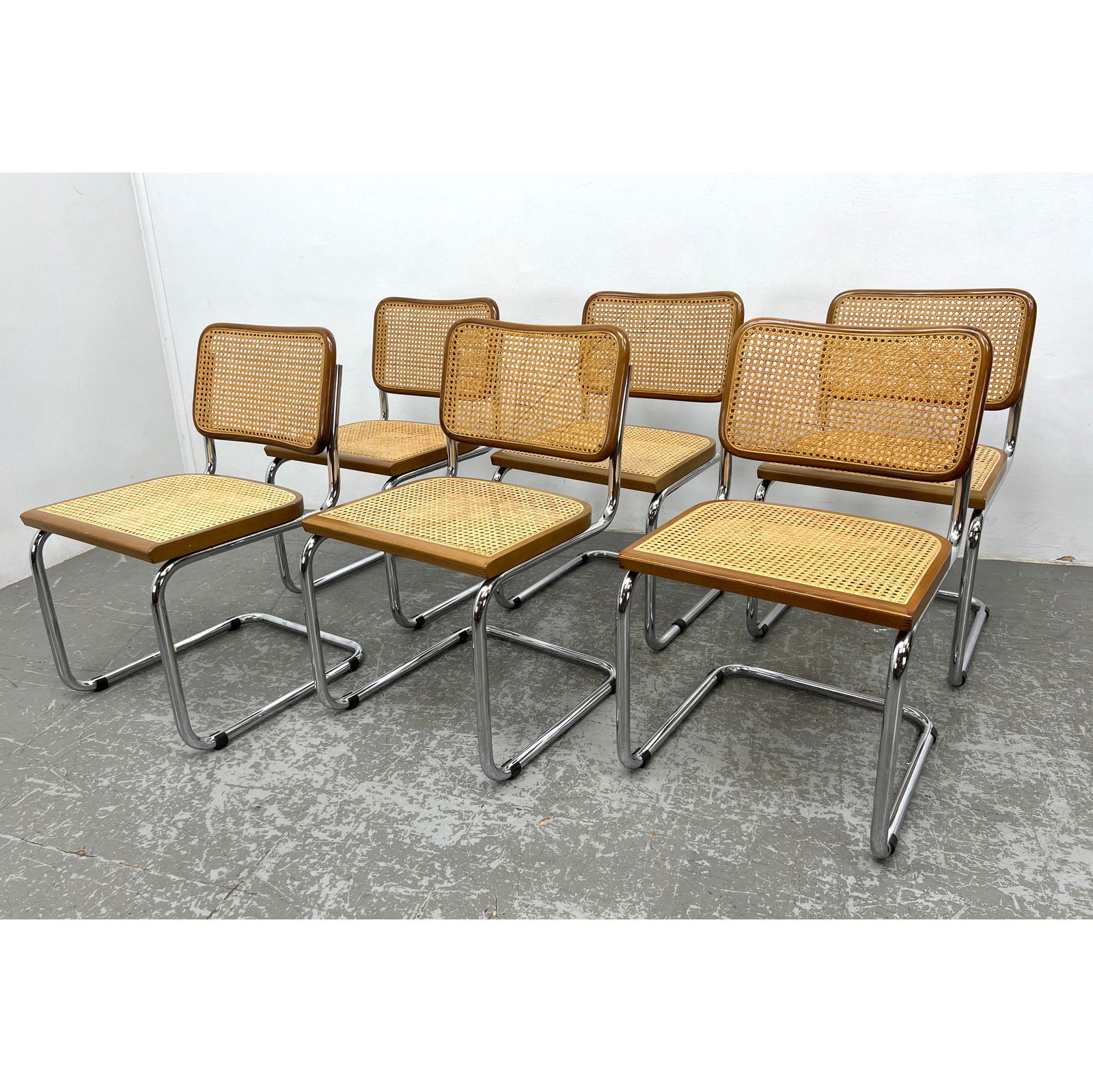 Set 6 Marcel Breuer Cesca Chairs Attributed to Gavina, marked Made in Italy (1 of 15)