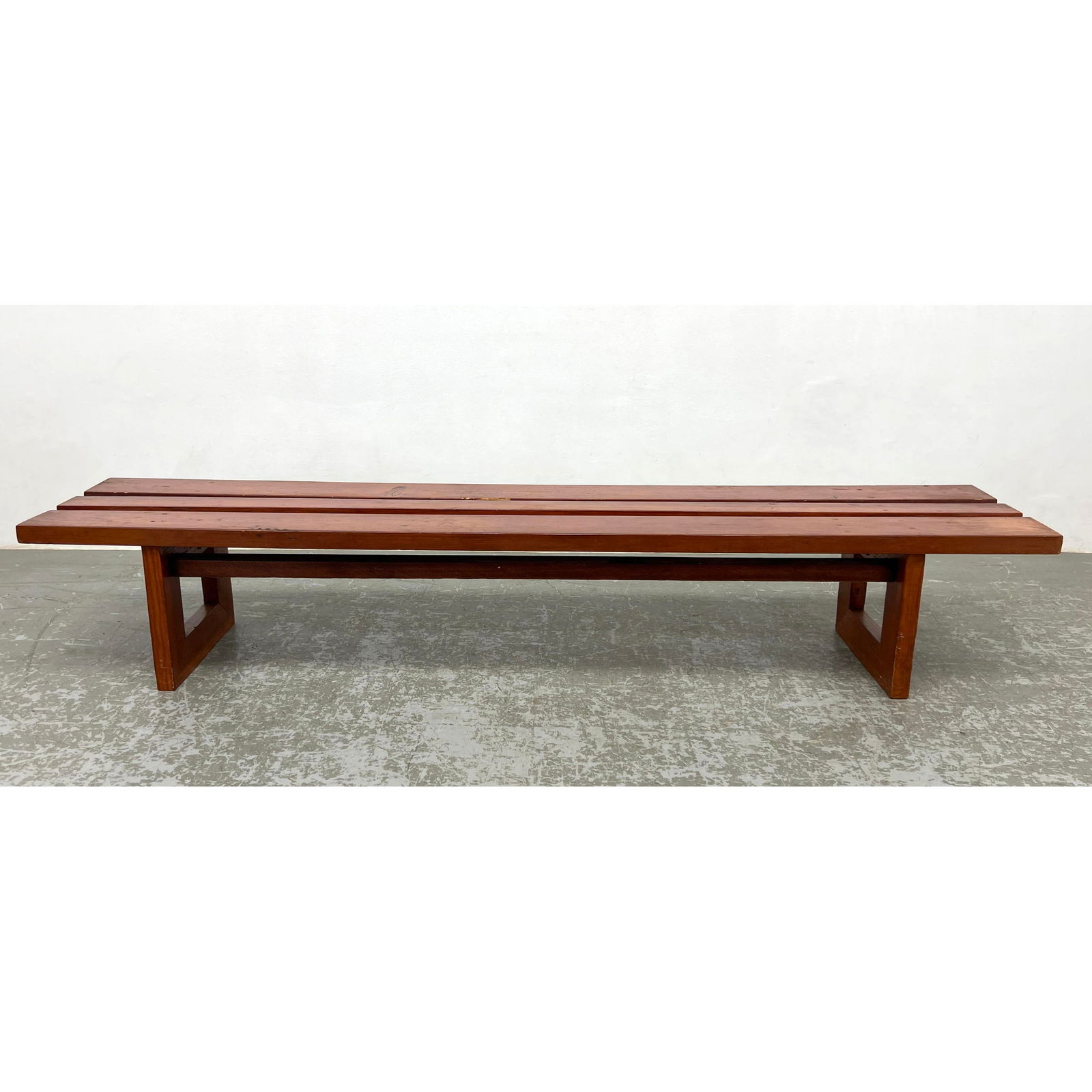 3 Slat Pine Wood Bench Coffee Table. Open Square Frame Bases. (1 of 8)