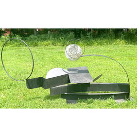 Large CHRISTOPHER HILTEY Abstract Metal Sculpture. Outdoor Welded Steel Sculpture with Curves and Op (1 of 9)